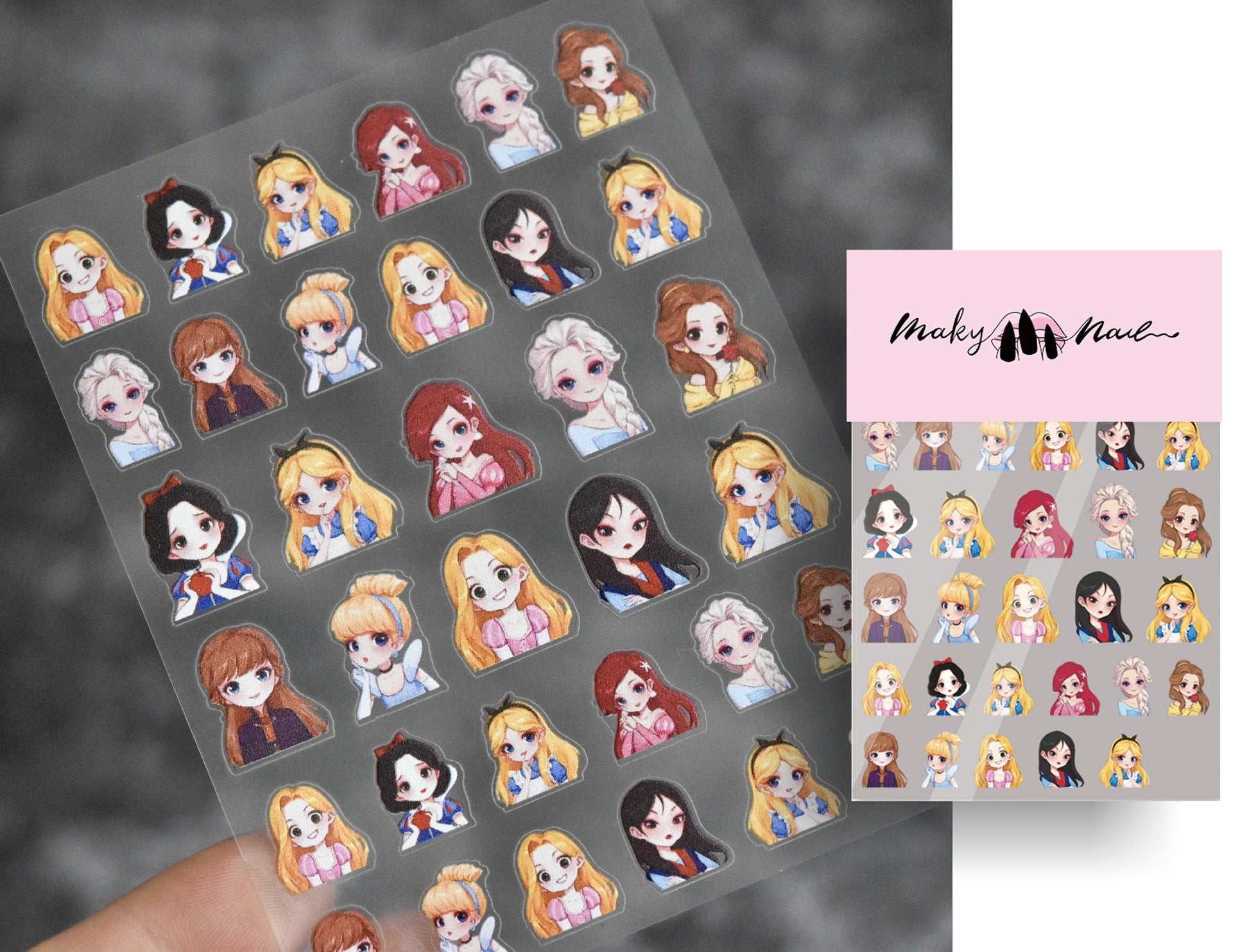 Chibi Disney Princess 80's Nail Sticker
