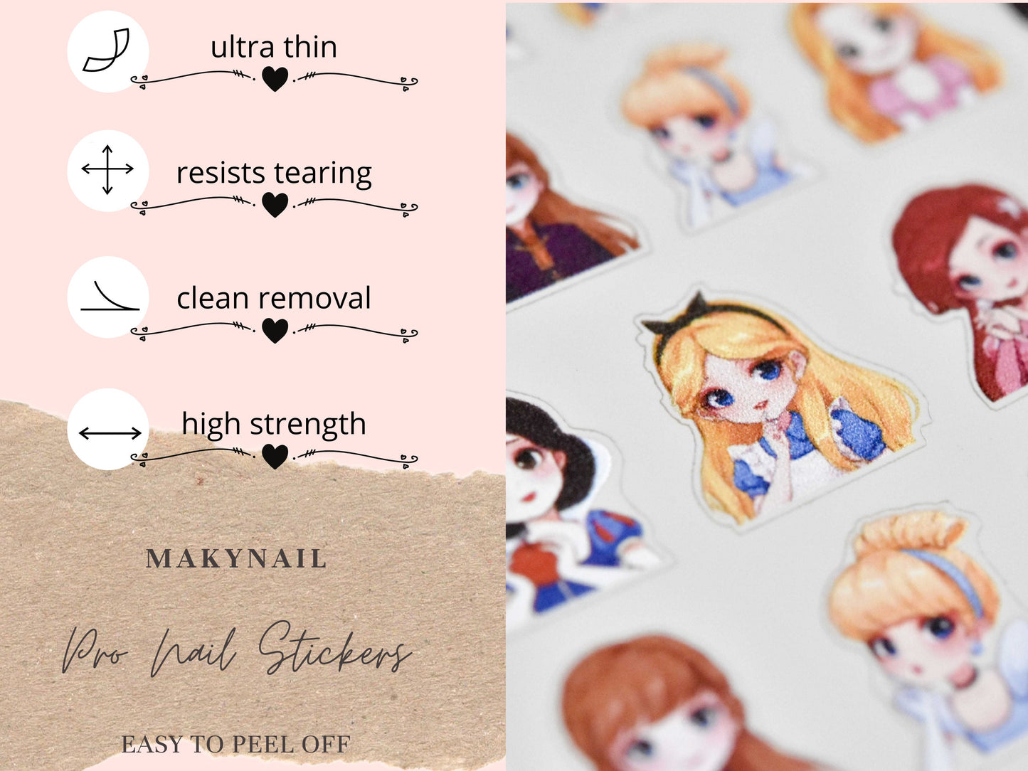 Chibi Disney Princess 80's Nail Sticker