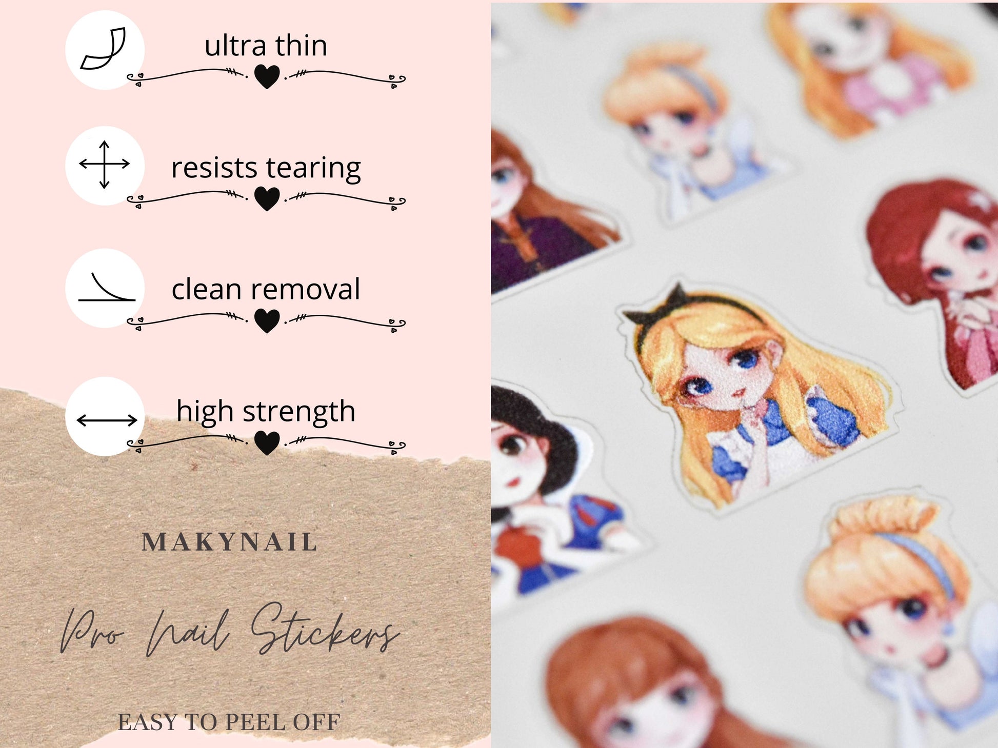 Chibi Disney Princess 80's Nail Sticker