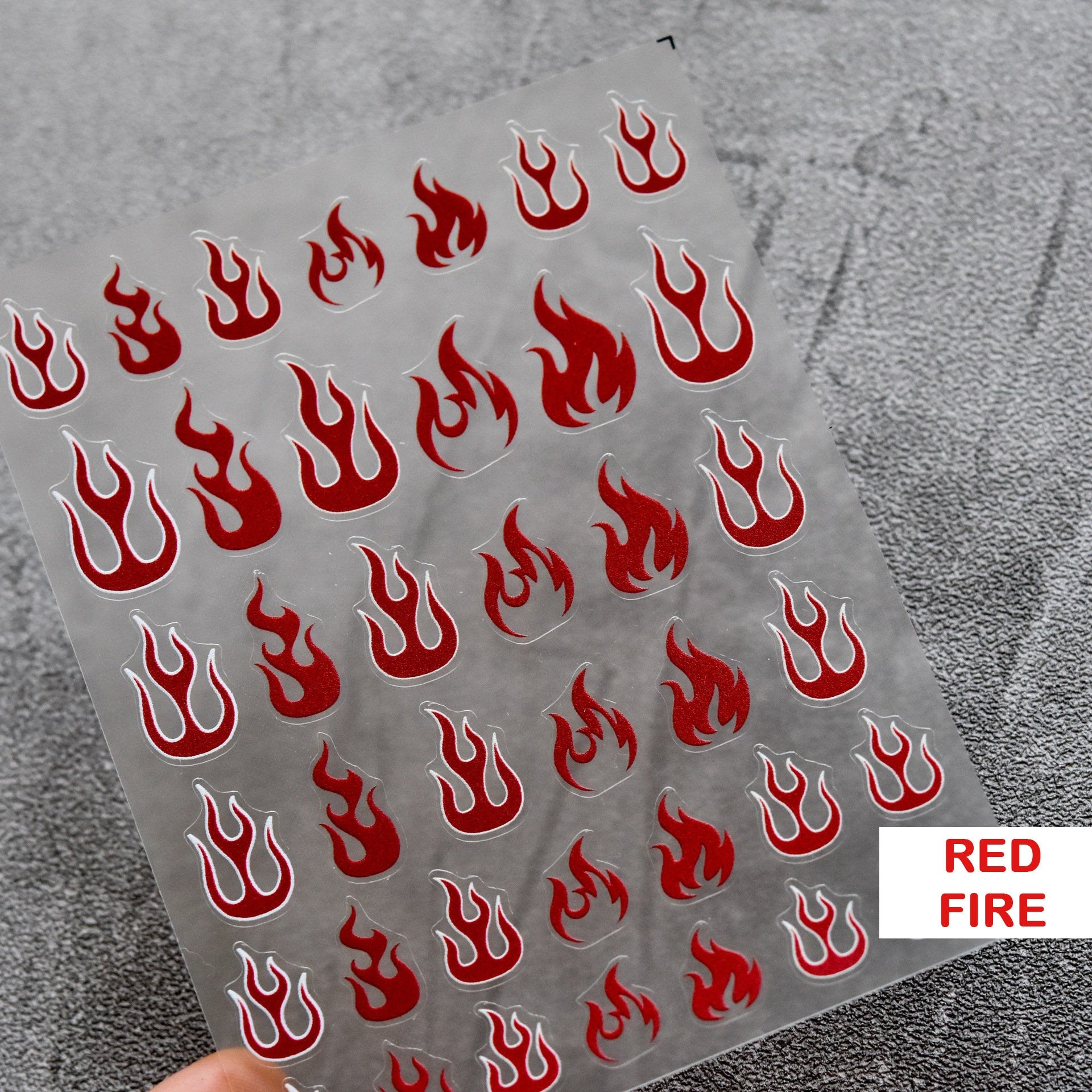 Flame Nail Art Stickers/Nail Decals Acrylic Nail Art Supplies Self Adhesive Decals/ 3D Red Gold SilverFire Peel off Manicure decals