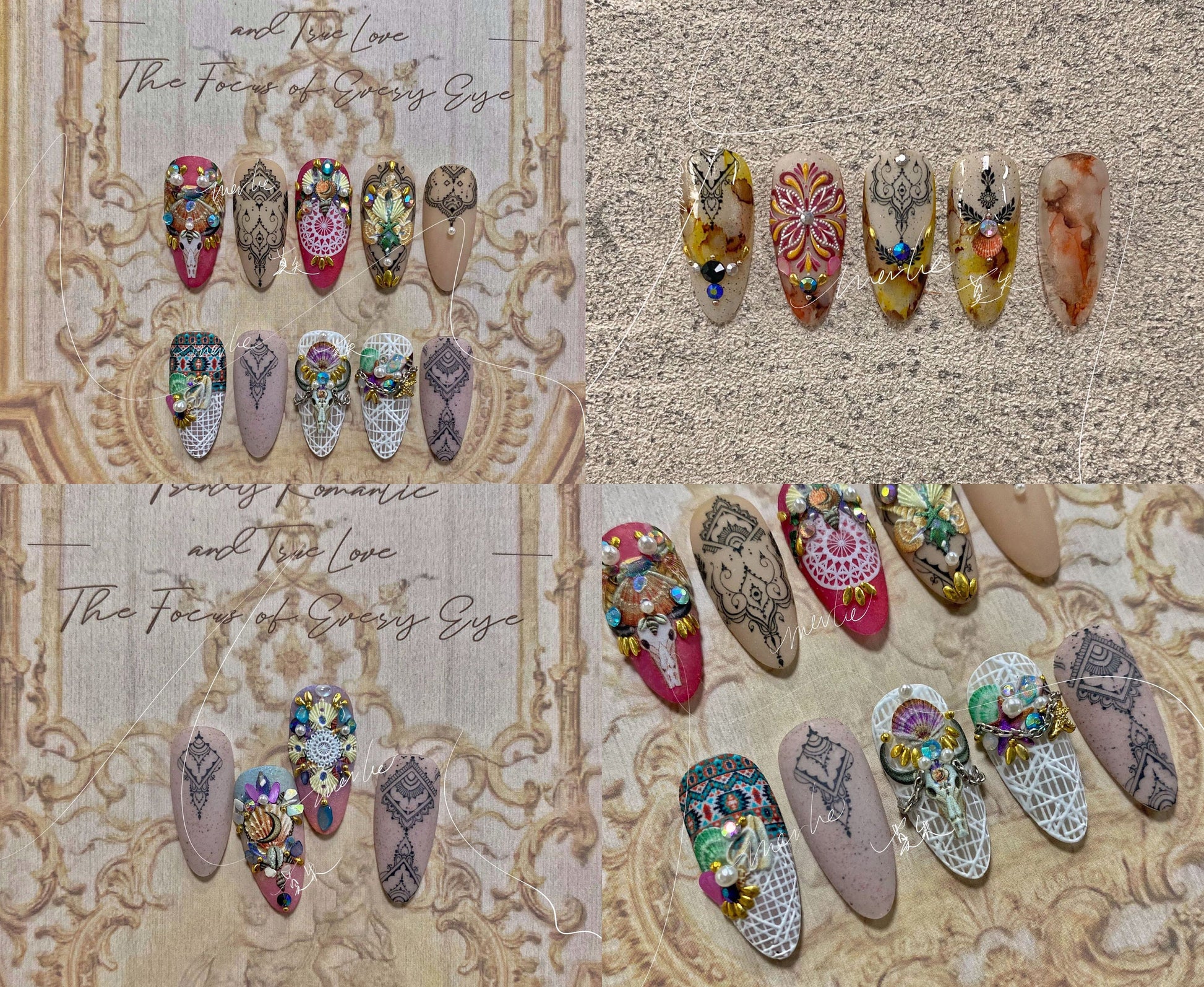 Mehndi Totem pattern nail sticker/ Tribe Hippy 3D Nail Art Stickers Self Adhesive Decals/ Henna Tattoo Lace Nail Art Decals