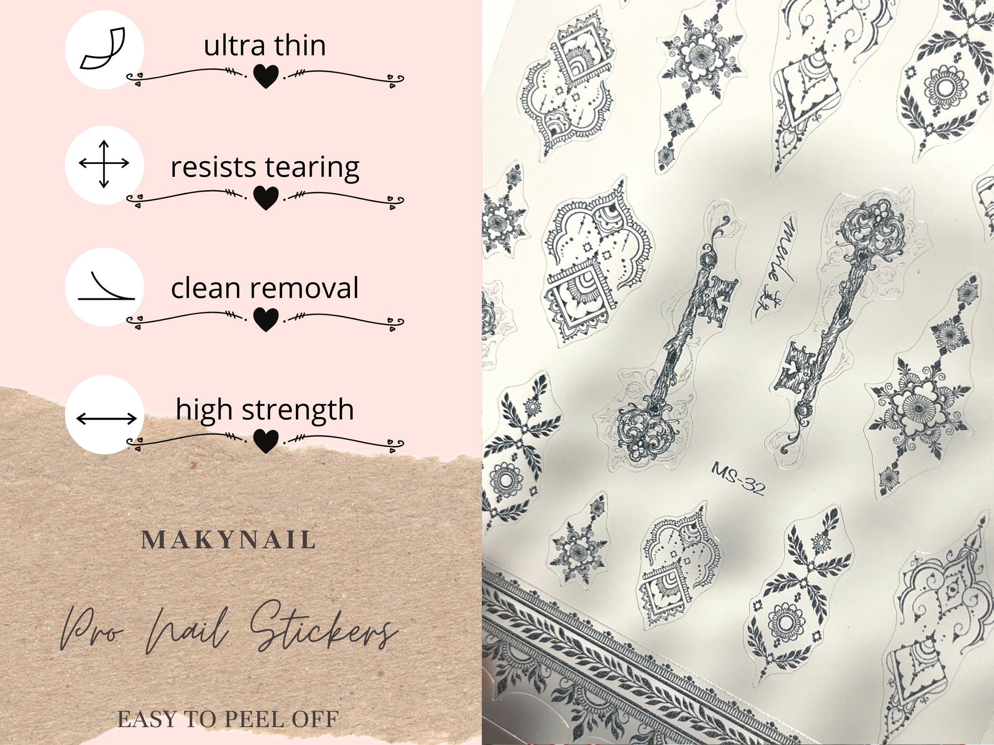 Mehndi Totem pattern nail sticker/ Tribe Hippy 3D Nail Art Stickers Self Adhesive Decals/ Henna Tattoo Lace Nail Art Decals