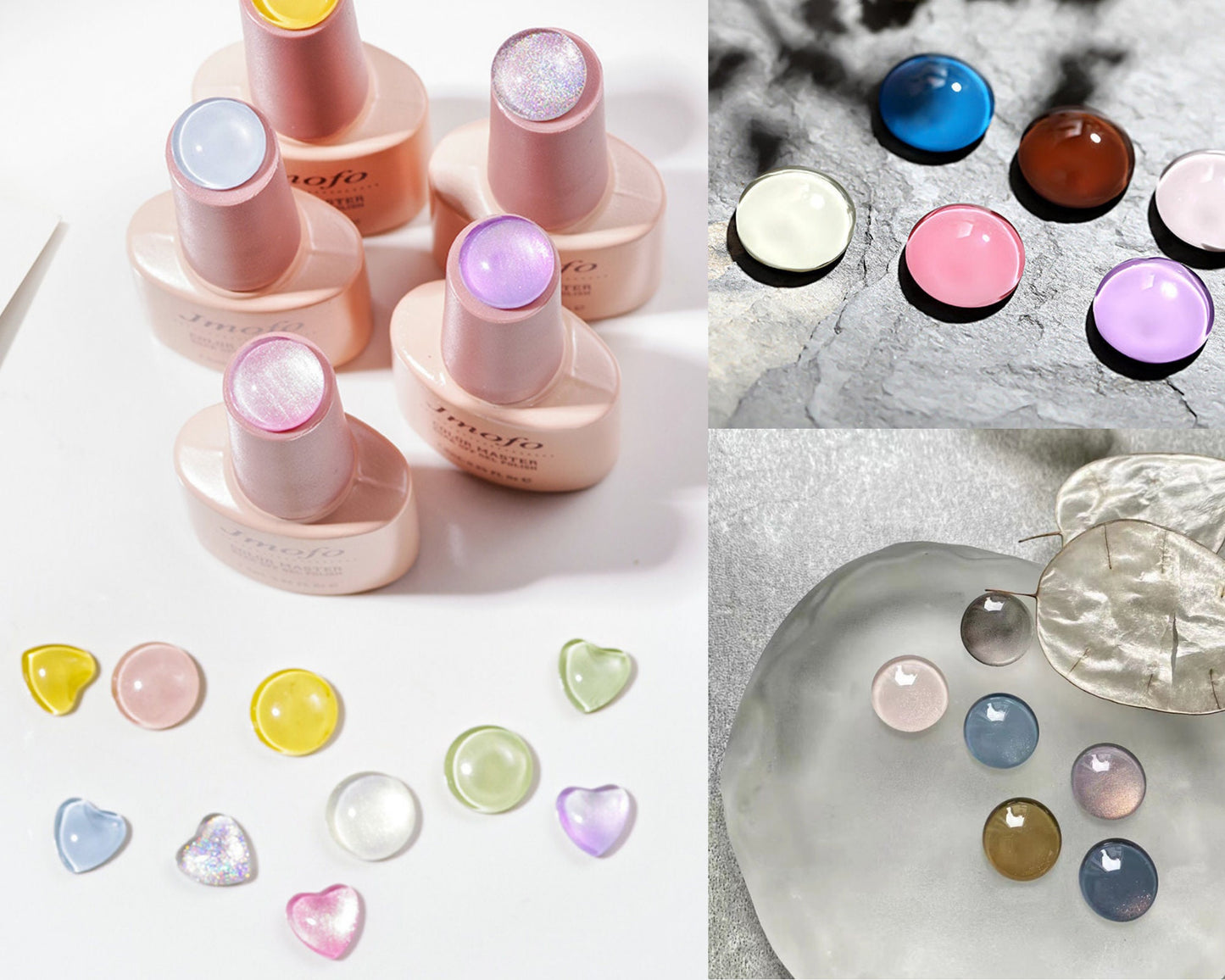 10 pcs Glass Nail Color Display Card/ Nail Salon Show Case Color Swatch for Nail polish UV Gel Heart Wave Round Crystals
