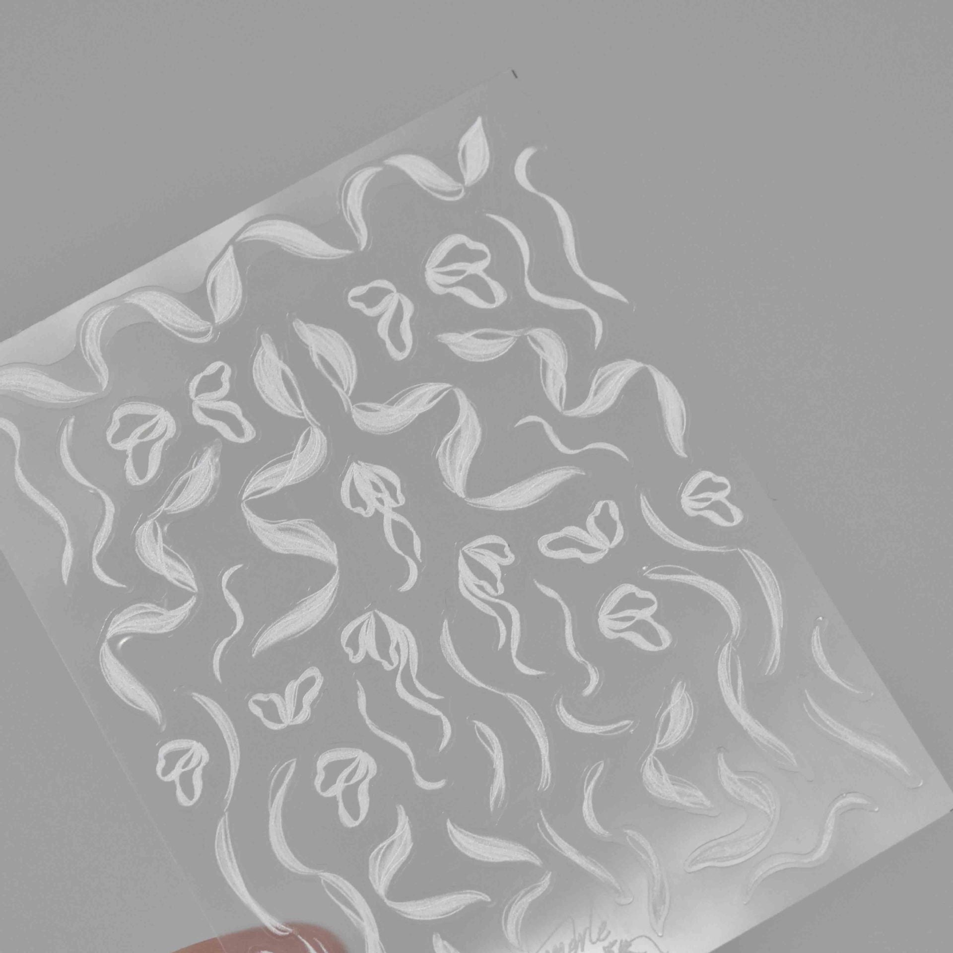 Swirl Streamer Ribbon Ultra thin Lace Nail Sticker/Hand painted Self Adhesive Decals/ Wedding Bride Graceful Fringed Swirl nail decals