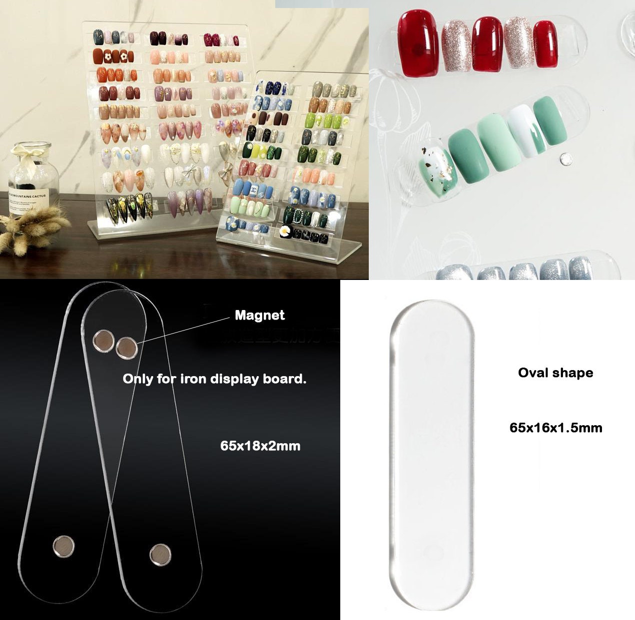 20 pcs acrylic-based nail display holder/ Transparent False Nail Tips display board/  Clear Display Stand Clear Acrylic Holders