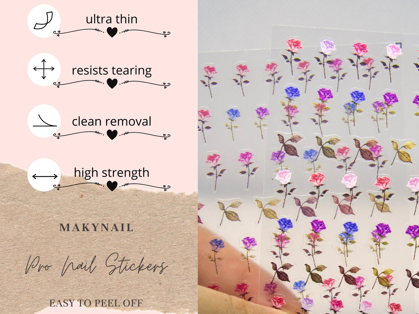 Flower Bouquet Theme nail sticker/ wild flower and leaf 1 Sheet 3D Nail Art Stickers Self Adhesive Decals/ Woodland Miniature Floral Nail