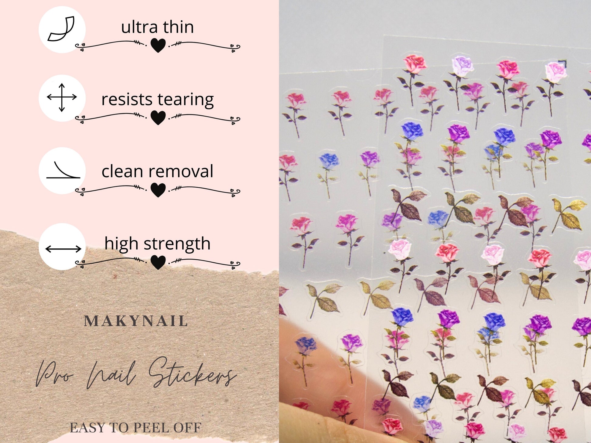 Flower Bouquet Theme nail sticker/ wild flower and leaf 1 Sheet 3D Nail Art Stickers Self Adhesive Decals/ Woodland Miniature Floral Nail