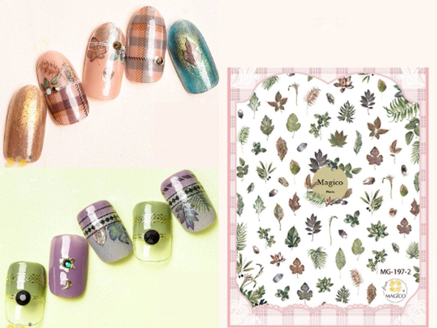 Green leaf Nail Art Sticker/ Leaves Forest fairy Nail DIY Tips Guides Transfer Stickers/Monstera stickers/ Nail art sticker