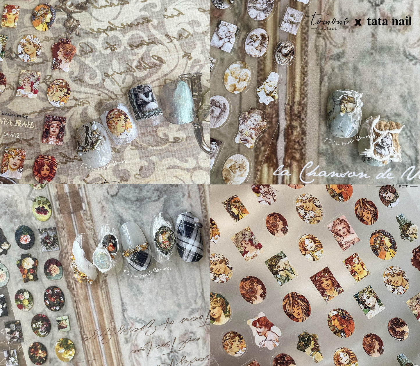 Mucha & Cherub Vintage Renaissance Sticker Nail Art