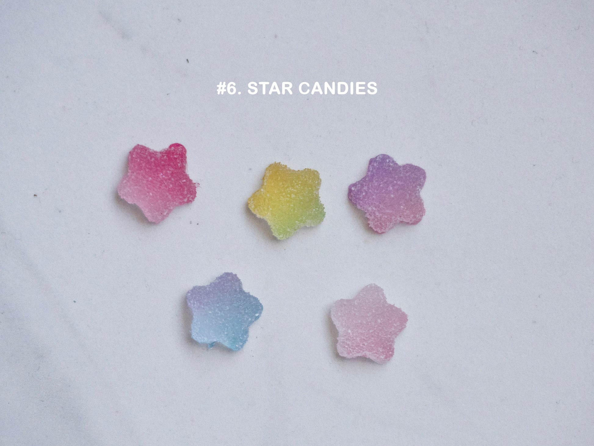5 pcs Candy Gummies Nail Deco/ Sour Jelly Stars Heart 3D Decal 
