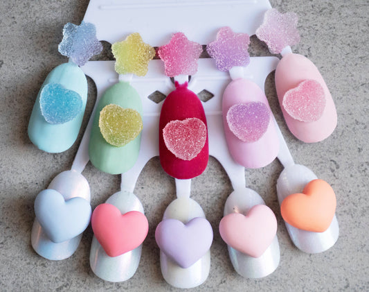 5 pcs Candy Gummies Nail Deco/ Sour Jelly Stars Heart 3D Decal