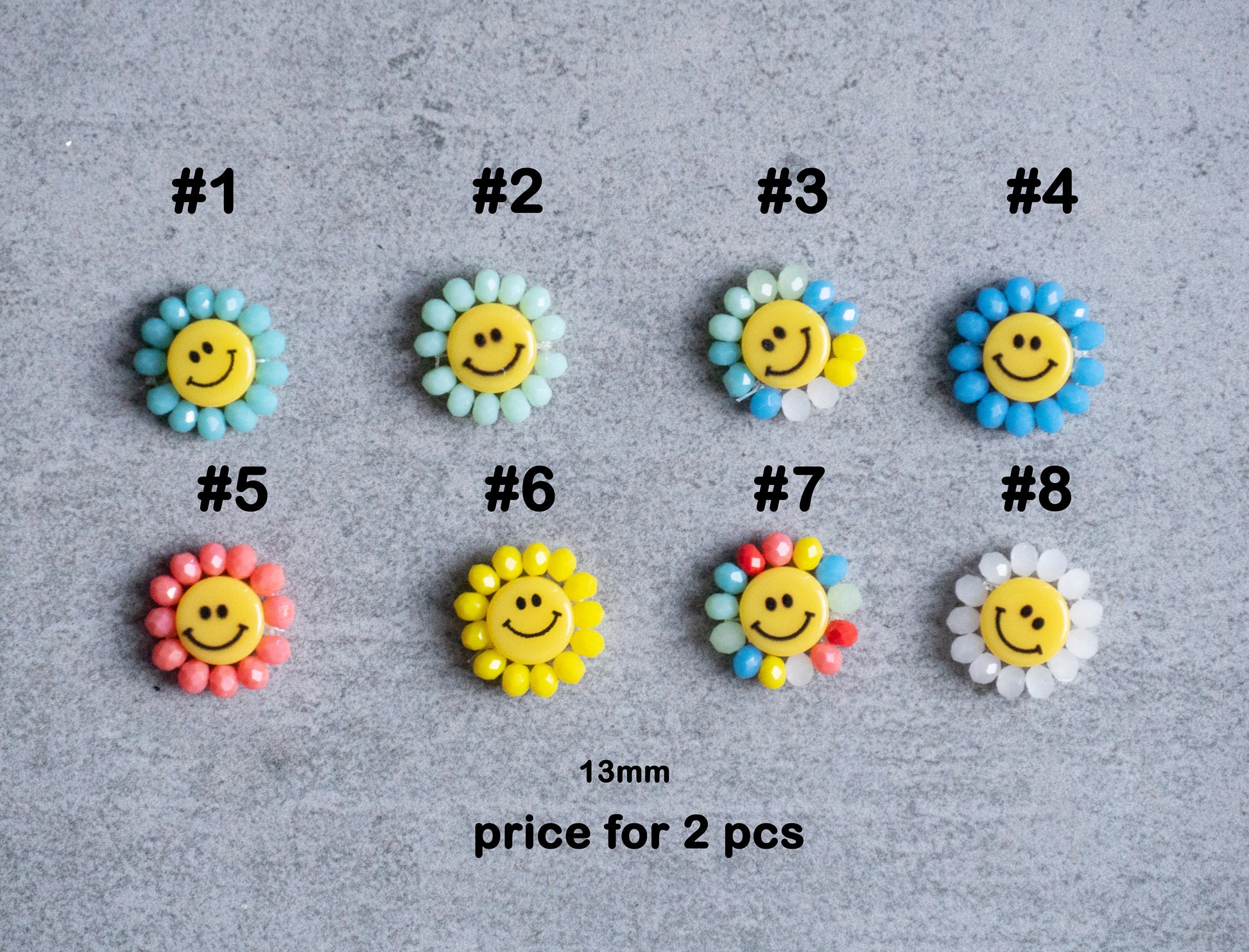 Smile Face Nail Art Charms/ Smiley Happy emoji DIY Studs