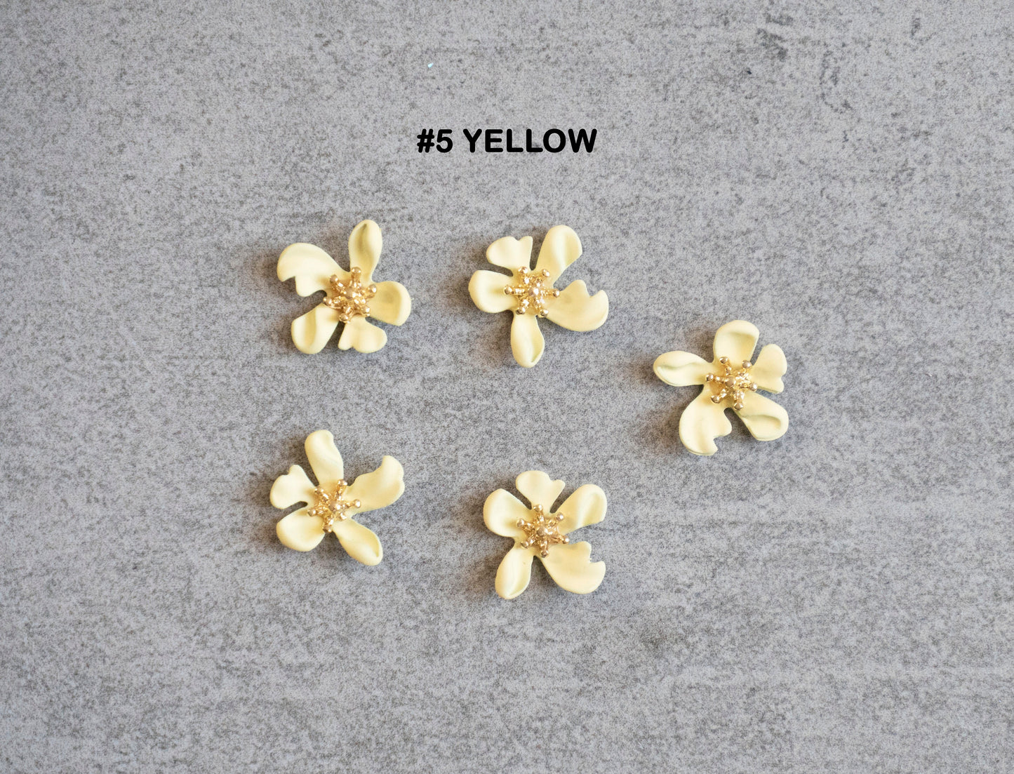 5 pcs Asymmetric Sakura flowers nail jewelry /Metallic Lilacs floral nail art charm / 3D nail design decor Supply