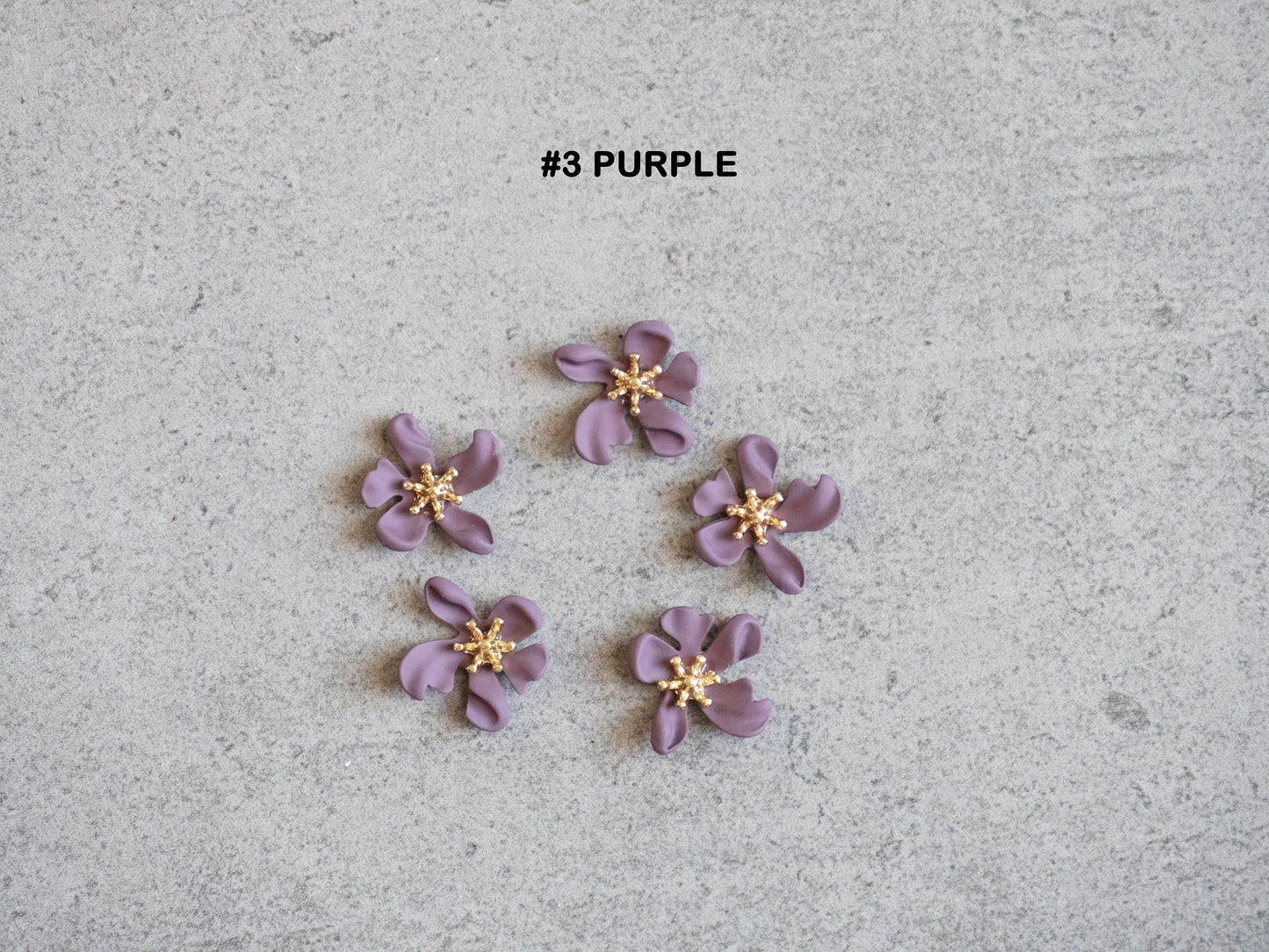 5 pcs Asymmetric Sakura flowers nail jewelry /Metallic Lilacs floral nail art charm / 3D nail design decor Supply