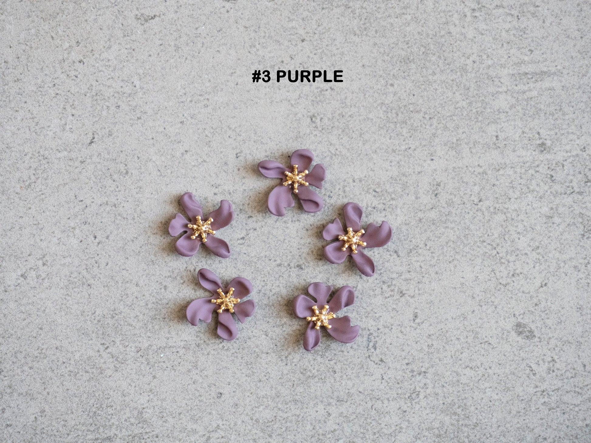 5 pcs Asymmetric Sakura flowers nail jewelry /Metallic Lilacs floral nail art charm / 3D nail design decor Supply