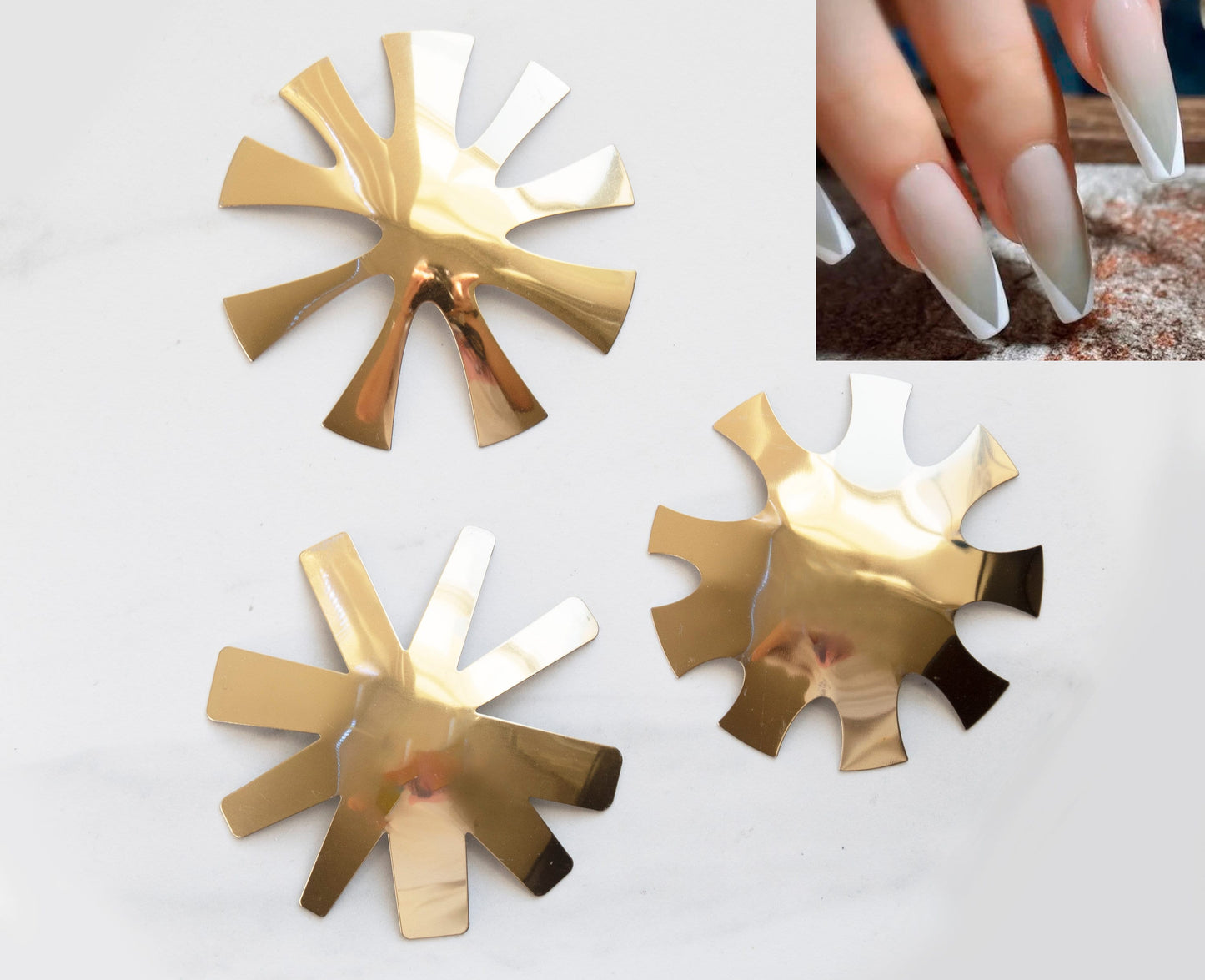 Manicure Edge Trimmer/French Smile Line Cutter Nail Art Acrylic Tool Kit with 11 Sizes/ Stainless Steel DIY V shape Plate