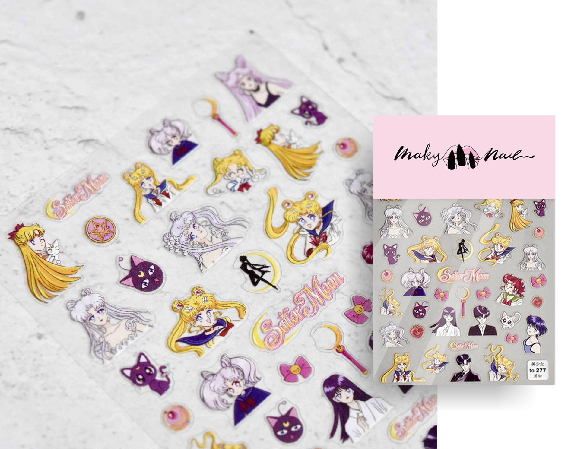 Chibi 90's Sailor Moon Nail Sticker/Cartoon Manga Anime Nail Art Stickers Self Adhesive Decals/ Ultra Think Usagi Tsukino Sailor Senshi
