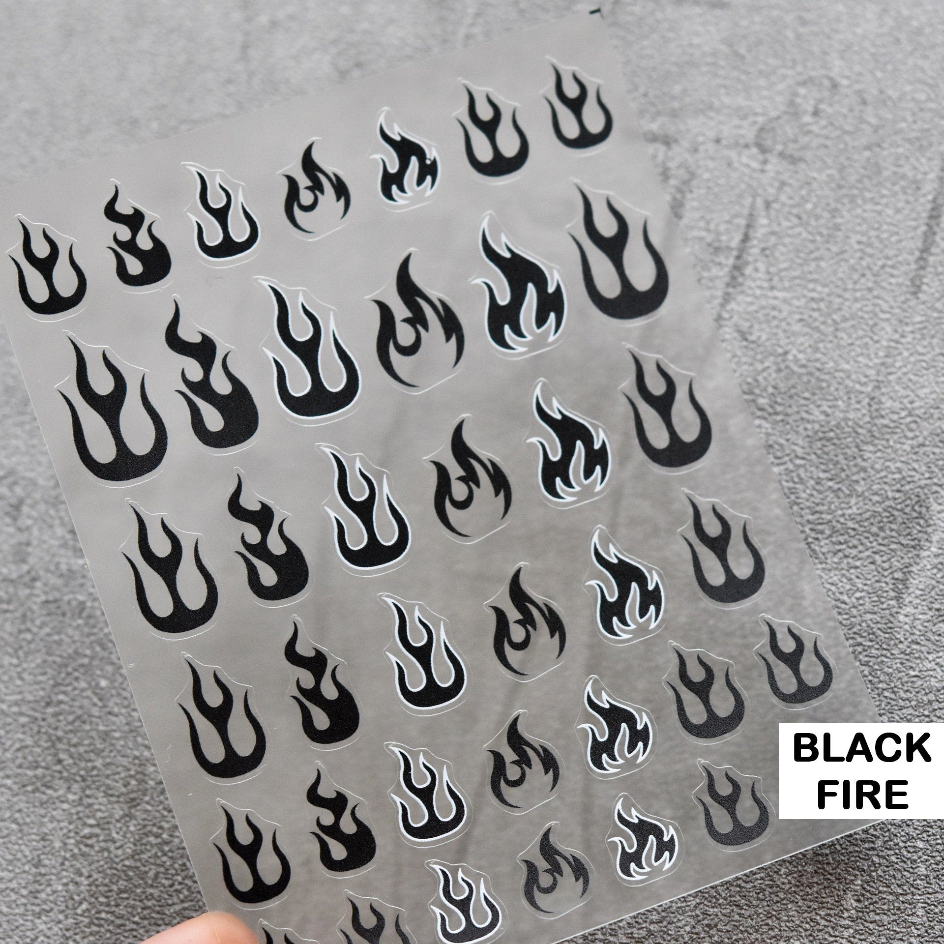 Flame Nail Art Stickers/Nail Decals Acrylic Nail Art Supplies Self Adhesive Decals/ 3D Red Gold SilverFire Peel off Manicure decals