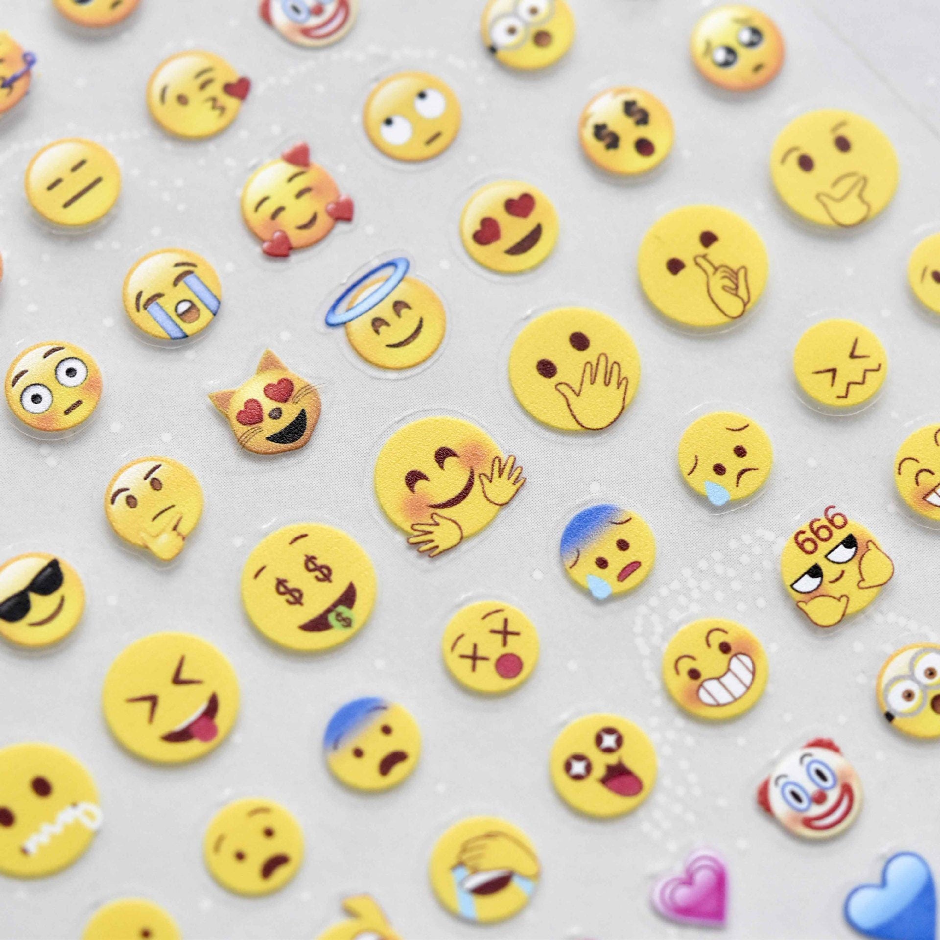 Emoji Nail Art Sticker/ Smiley Happy Face DIY Tips Stickers/Ultra thin Peel Off Emoji Face Nail Decals/ Social Media Text expression meme