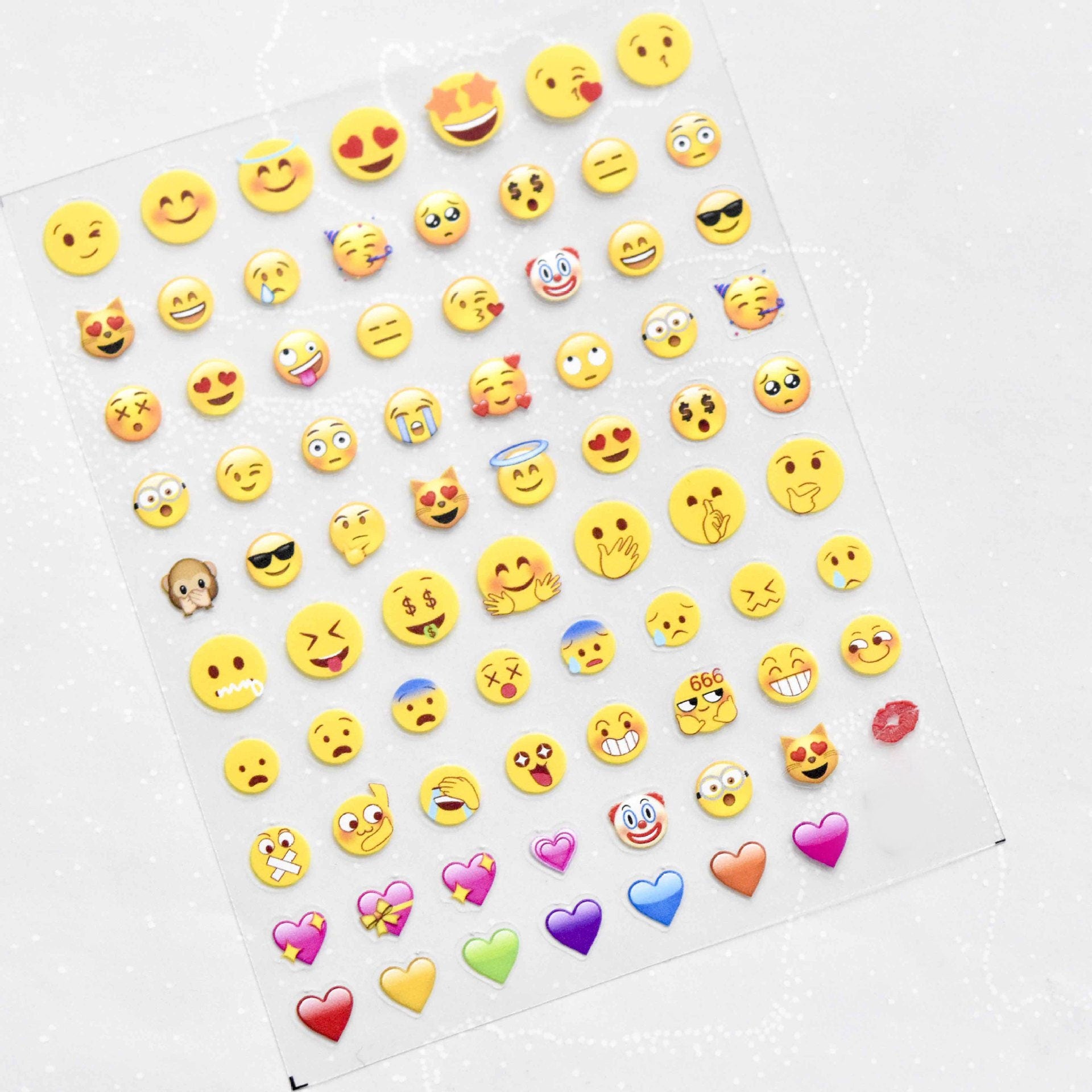 Emoji Nail Art Sticker/ Smiley Happy Face DIY Tips Stickers/Ultra thin Peel Off Emoji Face Nail Decals/ Social Media Text expression meme