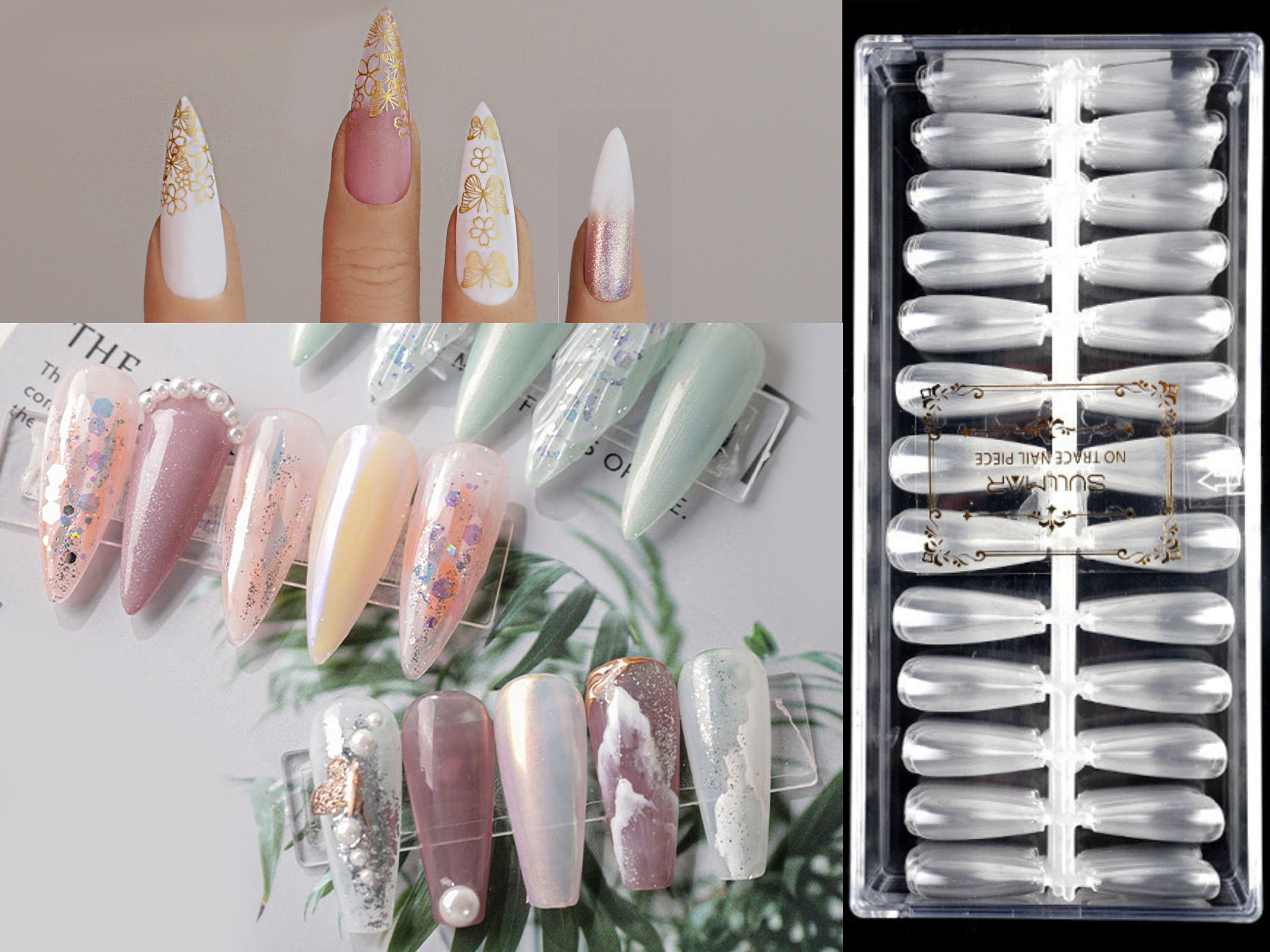 Foccna Coffin Press on Nails Nude Long Acrylic Artificial Nails Simple  Glossy Fake / False Nails with Glossy Ballerina Nails for Women and  Girls,24Pcs - Yahoo Shopping