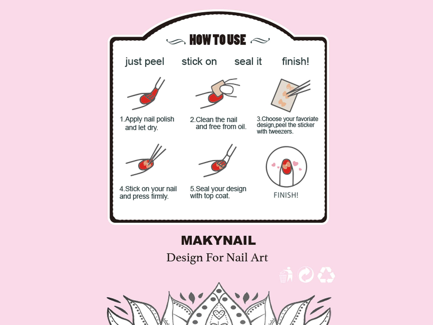 Gilding Metallic Finish Heart Nail Sticker