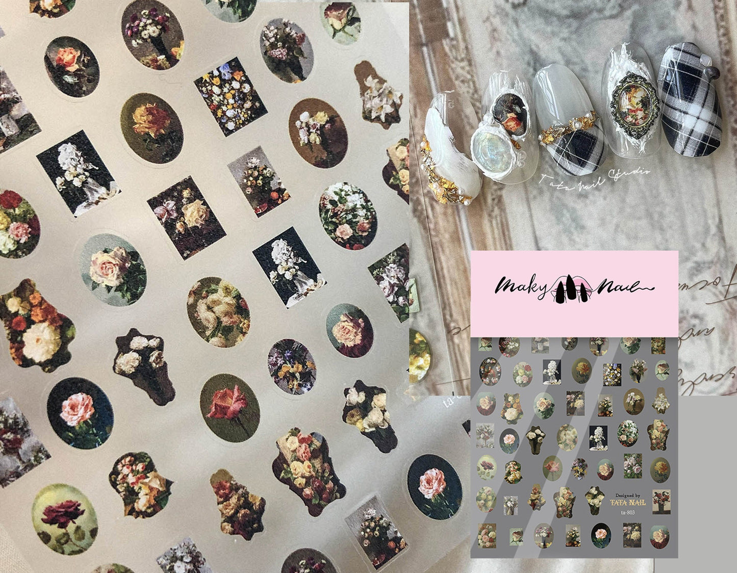 Mucha & Cherub Vintage Renaissance Sticker Nail Art