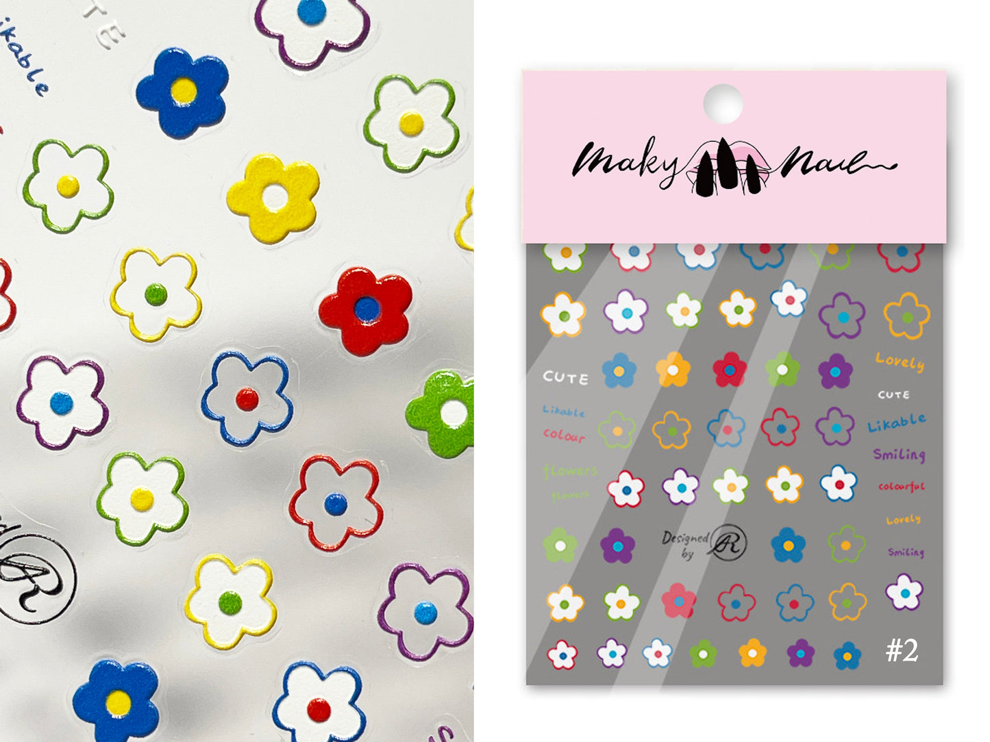 Chibi Fruit Smile Face Nail Art Sticker/ Smiley Happy Rainbow DIY Tips Stickers/ Doodle 3D embossed stickers/ Cute Lovely flower nail art