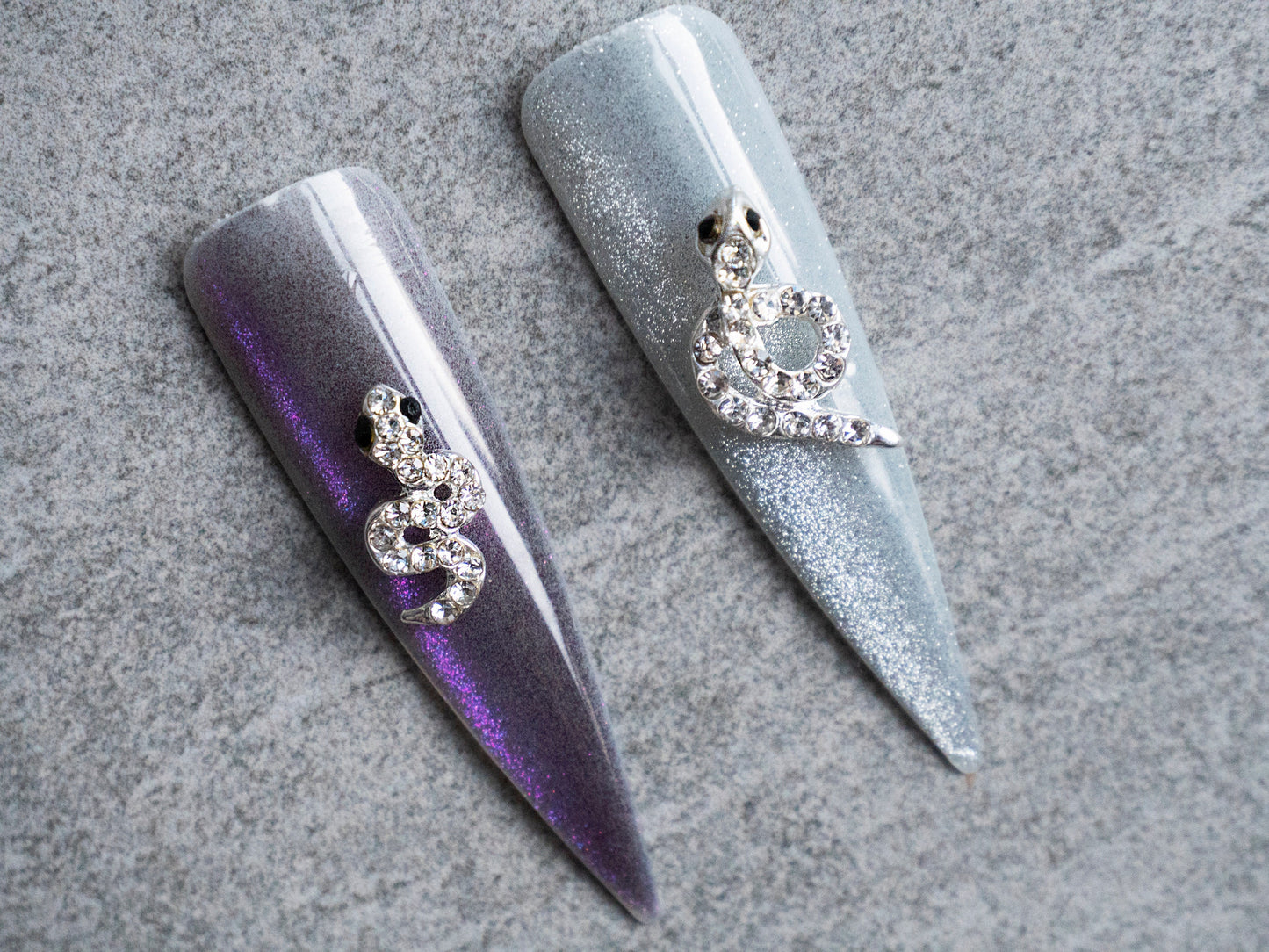 2 pcs Snake Nail rhinestone/ Crystal nail charm