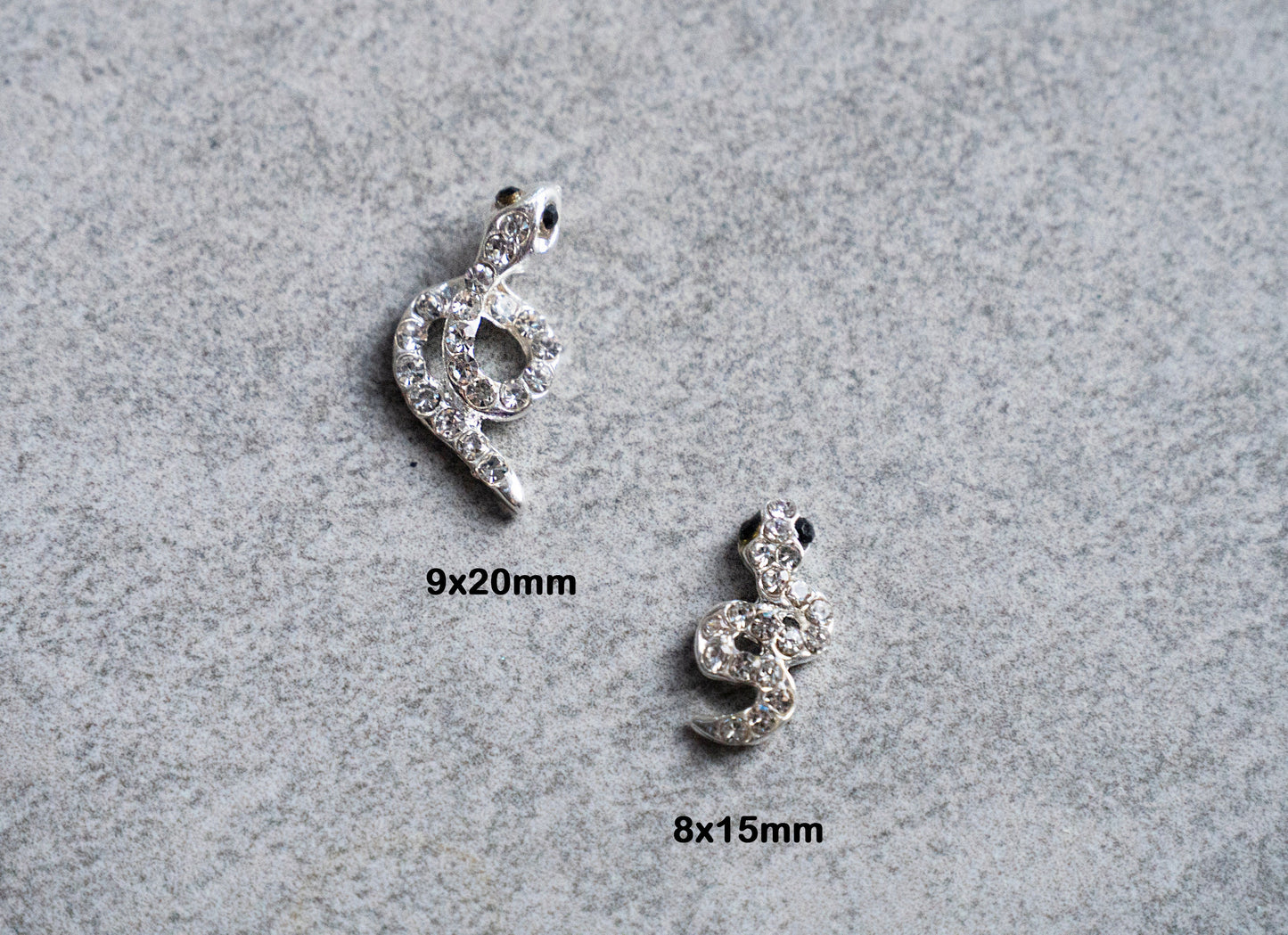 2 pcs Snake Nail rhinestone/ Crystal nail charm