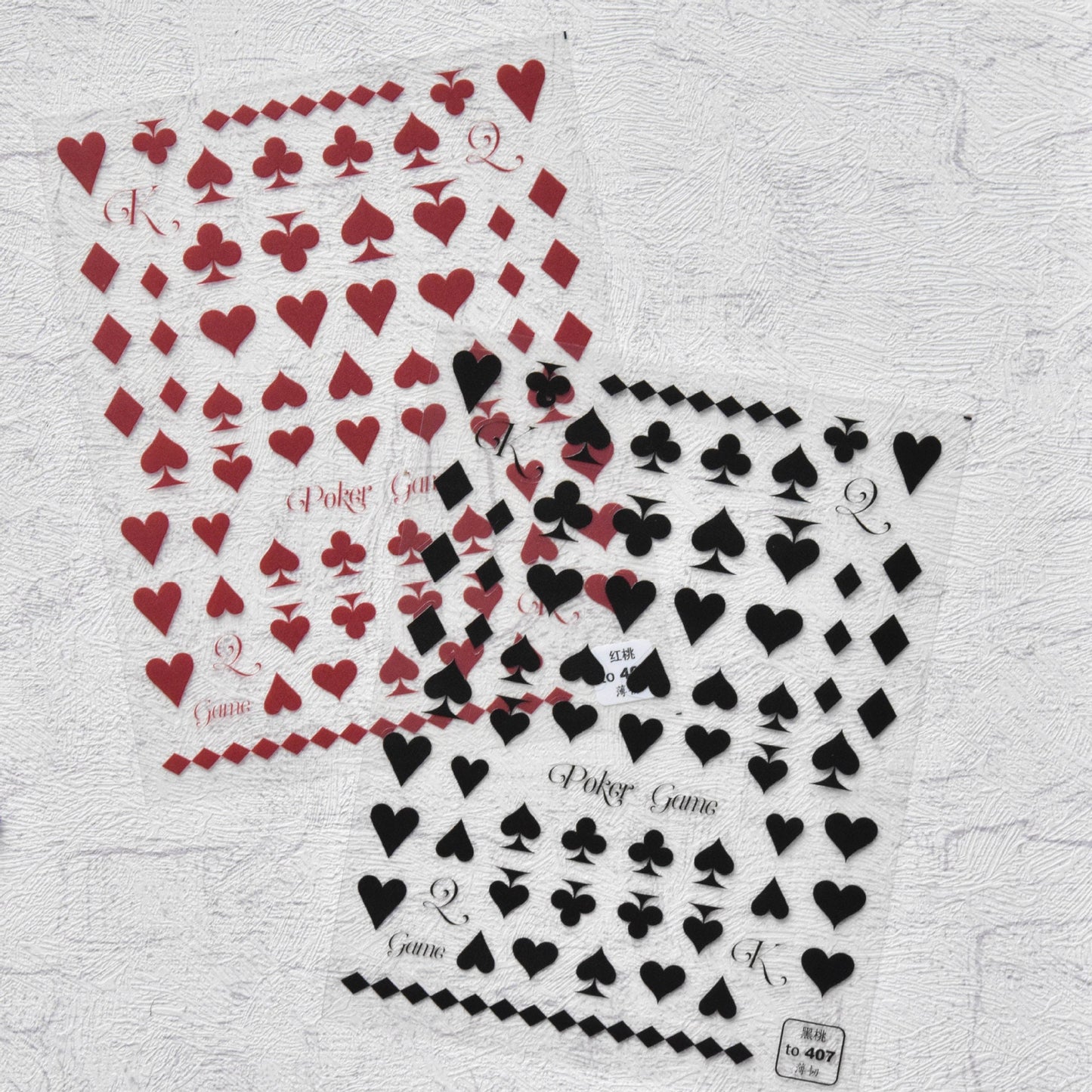 Poker Cards Nail sticker/ Club, Diamond, Heart, Spade Red Black Nail art stickers/ Alice Adventures in Wonderland DIY Tips Stickers