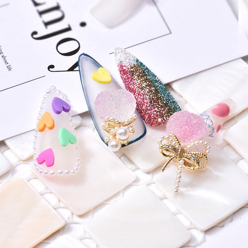 45pcs Heart Shaped Nail Charms Nails art Charms Accessories Decal Valentine's Day Nail supply Heart chips