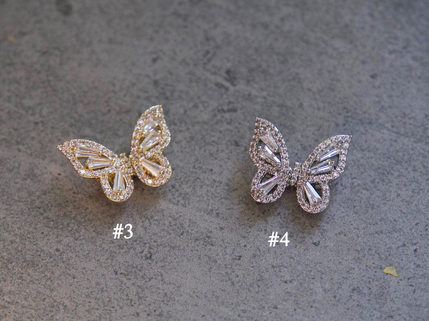 Ethereal Butterfly 3D Zircon Crystal Nail Ornament Decal 14k Gold Waving Wings Instagram Influencer Nail Jewelry Fairy Tale Nail Art