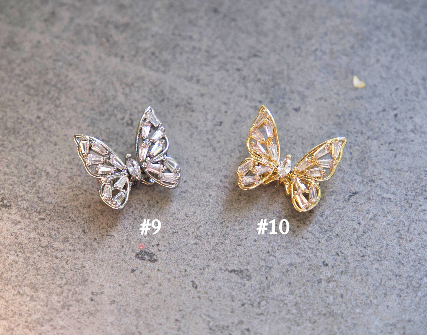 Ethereal Butterfly 3D Zircon Crystal Nail Ornament Decal 14k Gold Waving Wings Instagram Influencer Nail Jewelry Fairy Tale Nail Art