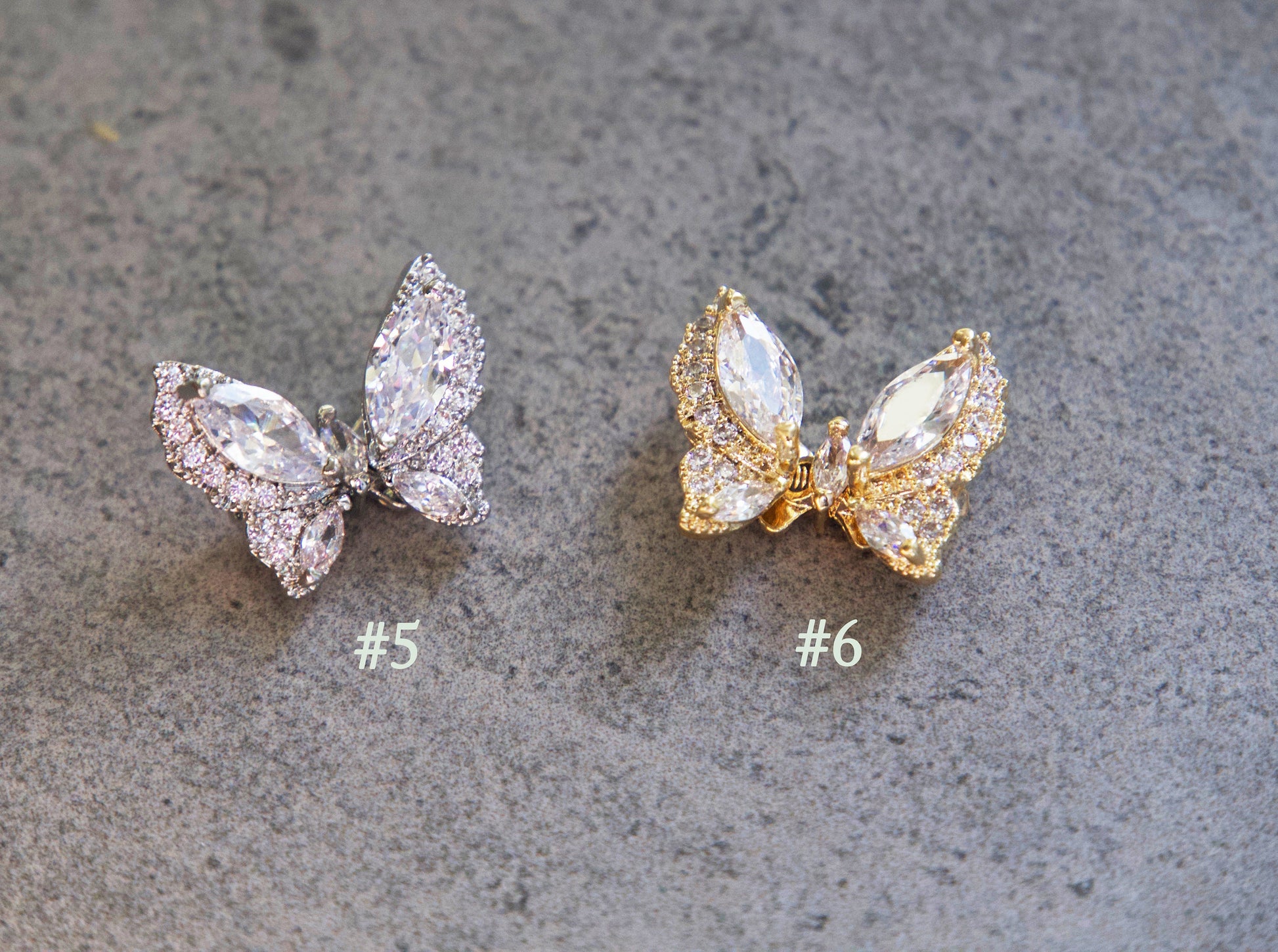 Ethereal Butterfly 3D Zircon Crystal Nail Ornament Decal 14k Gold Waving Wings Instagram Influencer Nail Jewelry Fairy Tale Nail Art