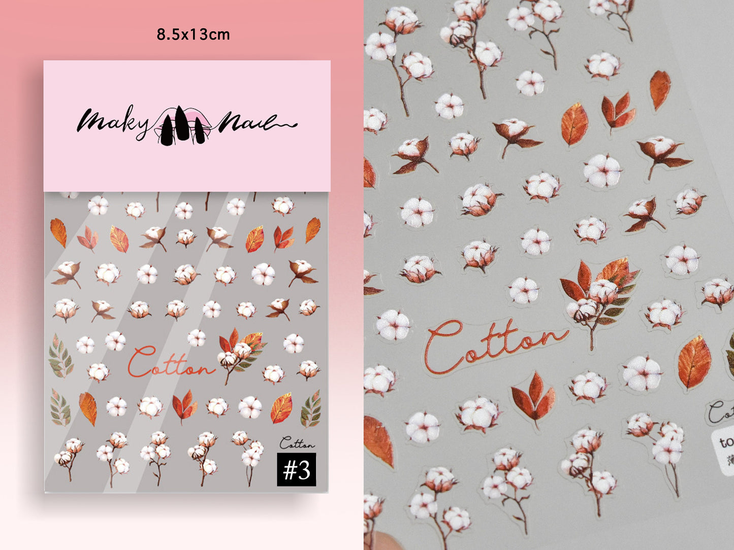 Festive Red Nail Stickers/Cotton Flower Nail Art Floral Ultra thin Peel off stencils/ Plaid Grids nails