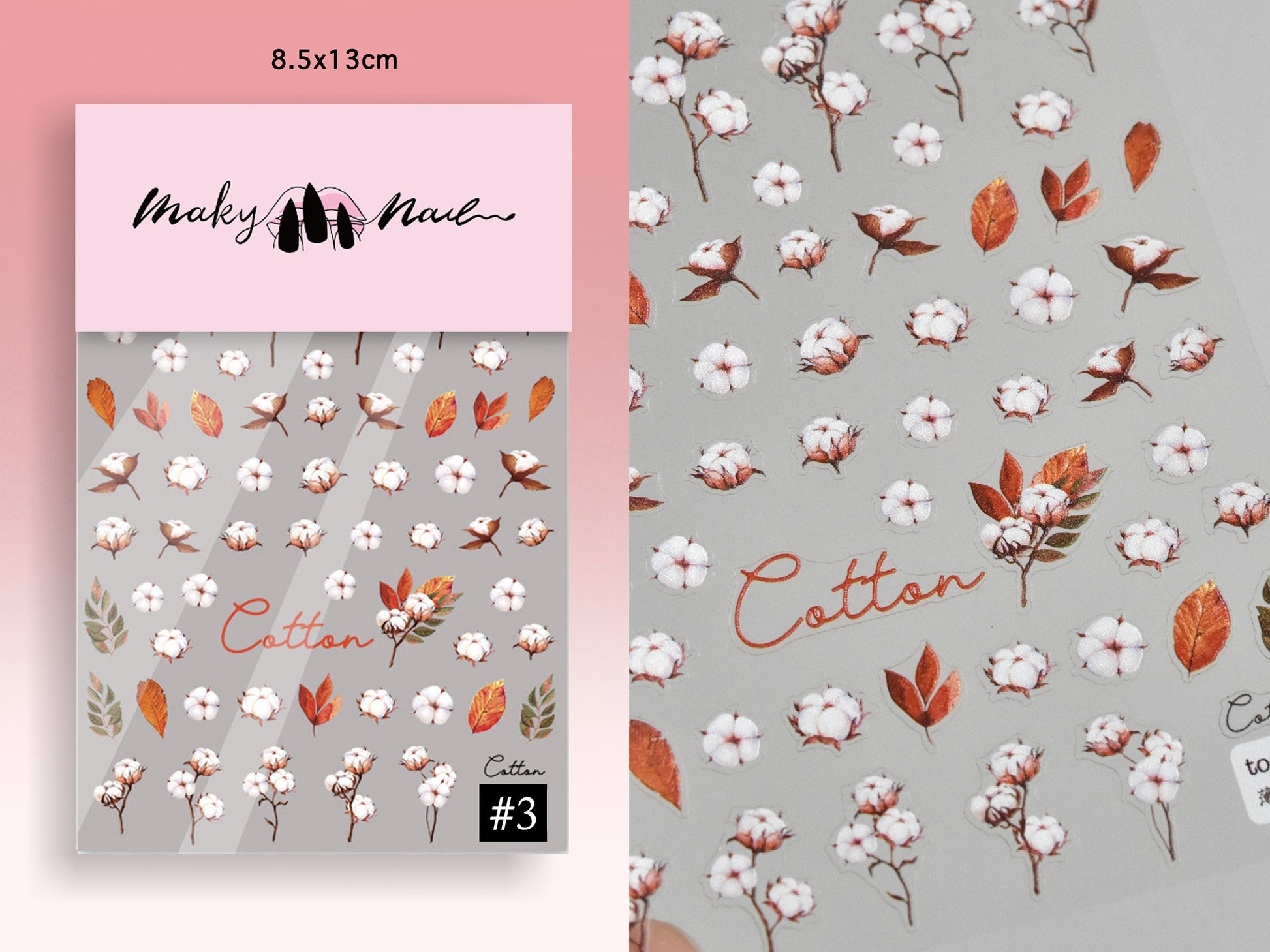Festive Red Nail Stickers/Cotton Flower Nail Art Floral Ultra thin Peel off stencils/ Plaid Grids nails