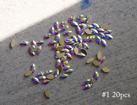 20 pcs Halo Marquise Flat Back No Hotfix Tear Drop 3D DIY Tear-Drop Crystals Rhinestones/ AB Stone Nail Art Supply