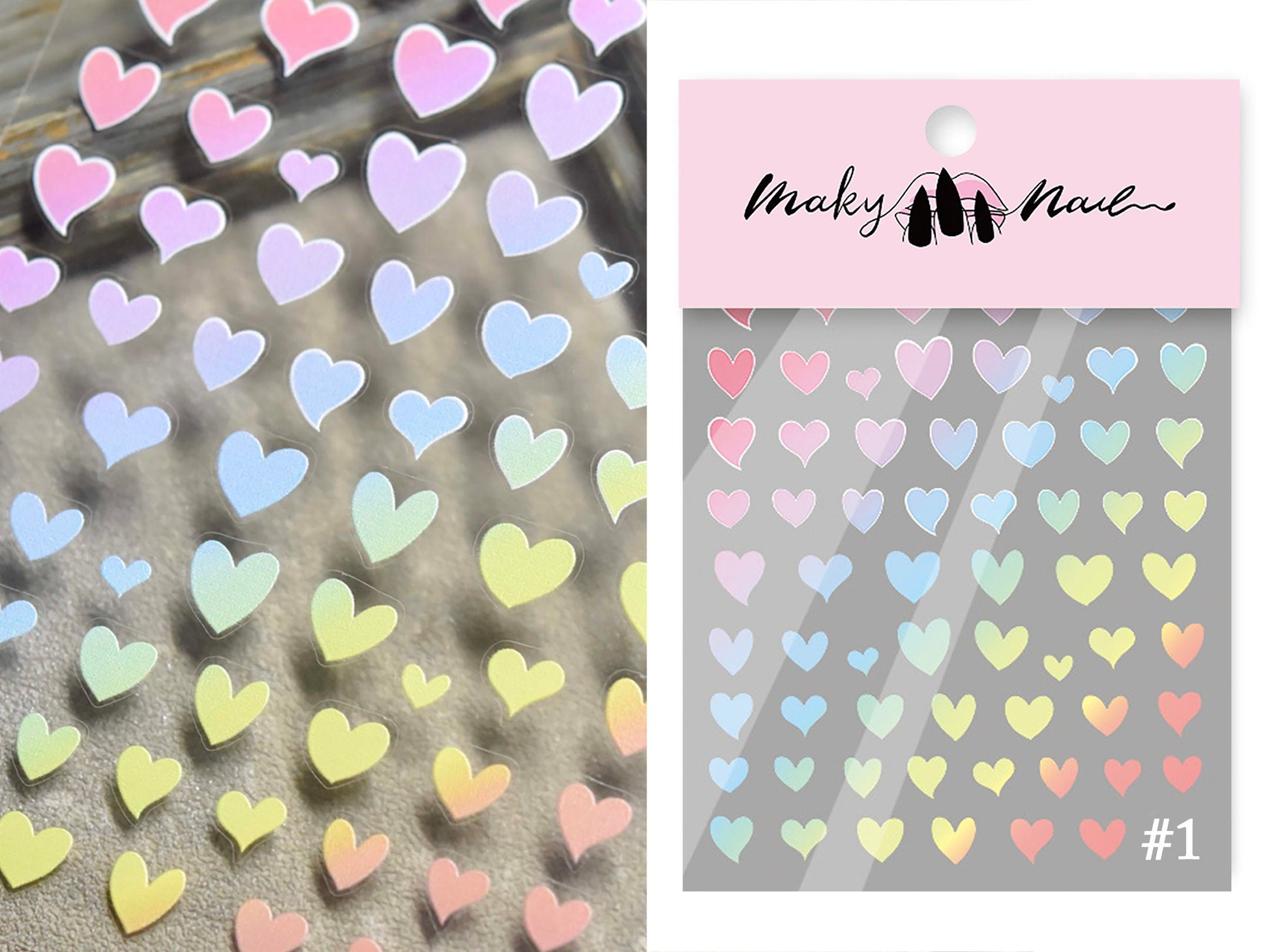 Red Heart Nail Sticker/ Sweet love Nail Art Stickers Self Adhesive Decals/Red Ribbon nail art sticker/ Valentine&#39;s Day nail decal