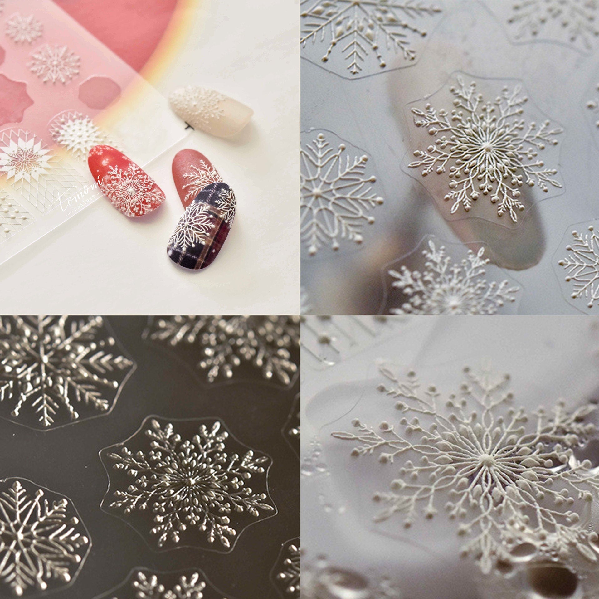 3D Embossed White Nail Stickers/ Snow Flake Nails/ Wedding Bride Laces Nail Art Floral Peel off stencils/ Butterfly Retro Renaissance