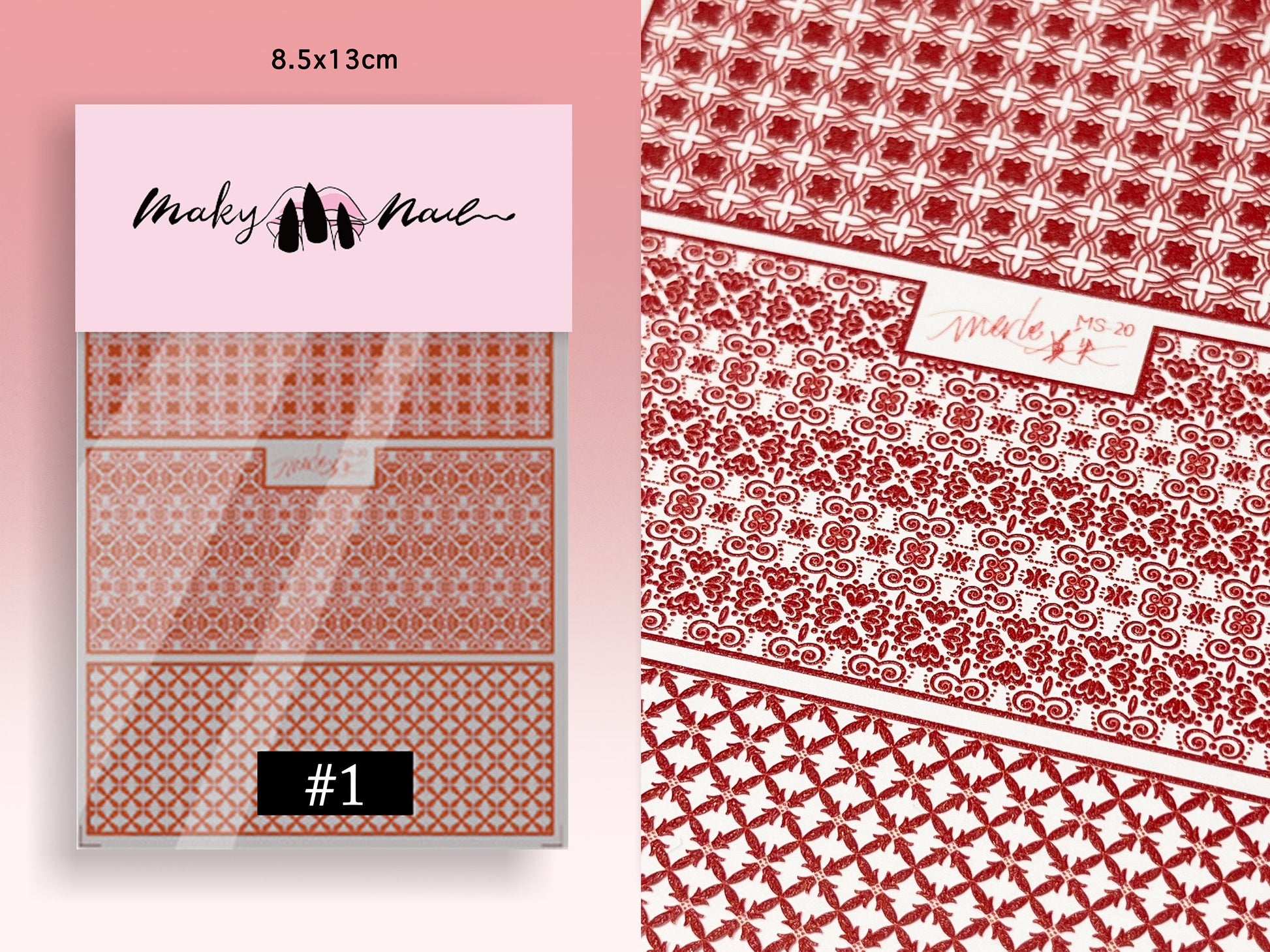 Festive Red Nail Stickers/Cotton Flower Nail Art Floral Ultra thin Peel off stencils/ Plaid Grids nails