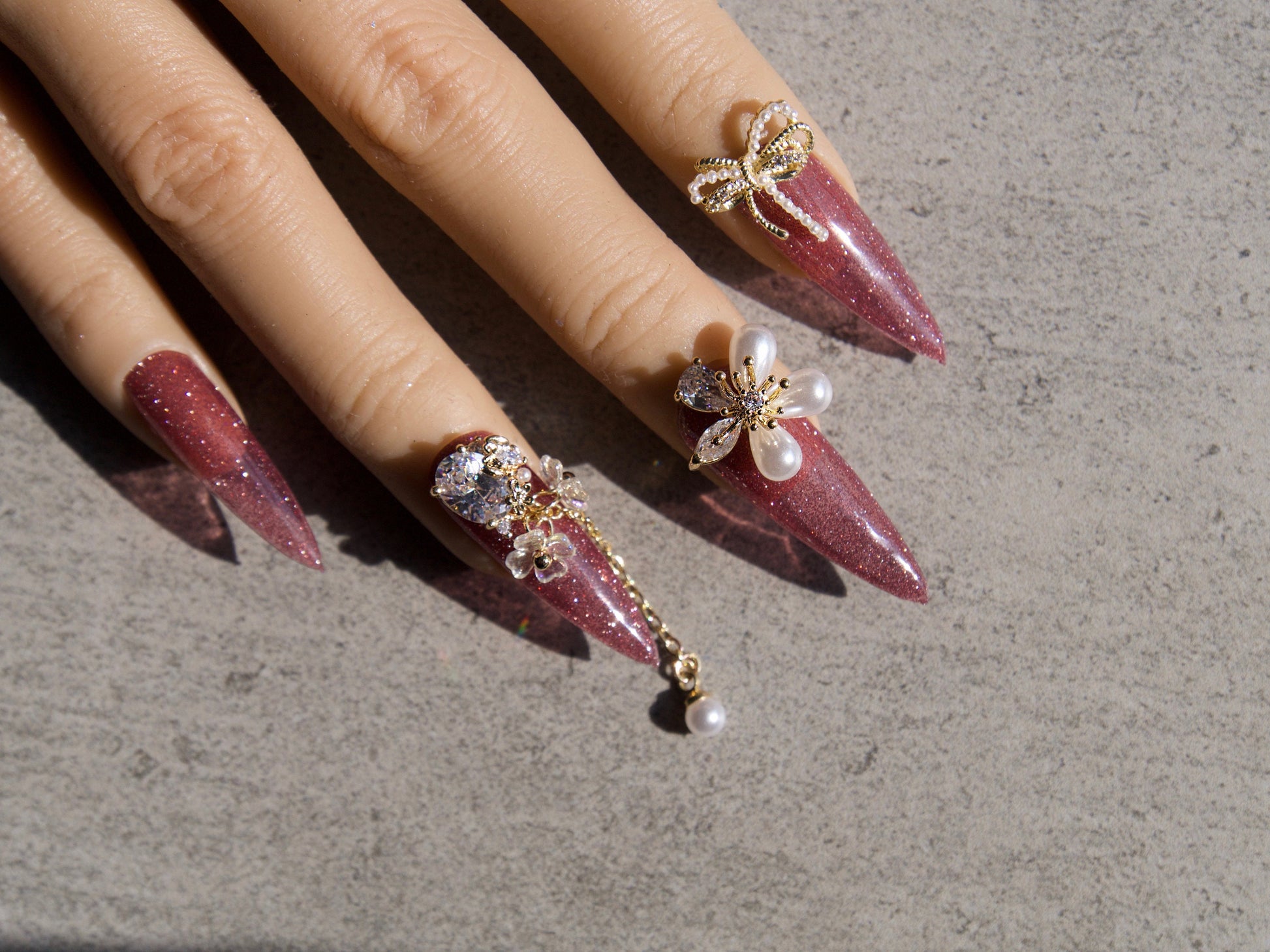 Butterfly Gold Zircon Nail Dangle 