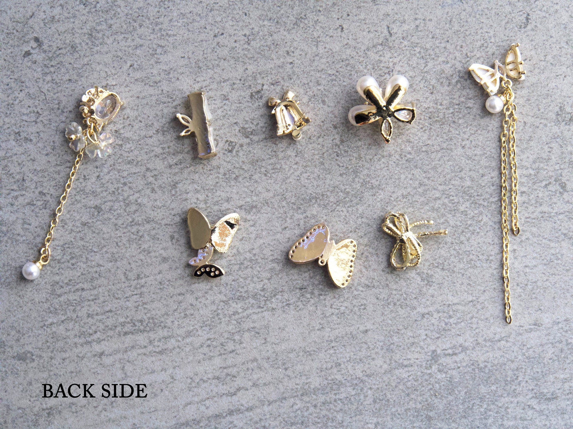 Butterfly Gold Zircon Nail Dangle 