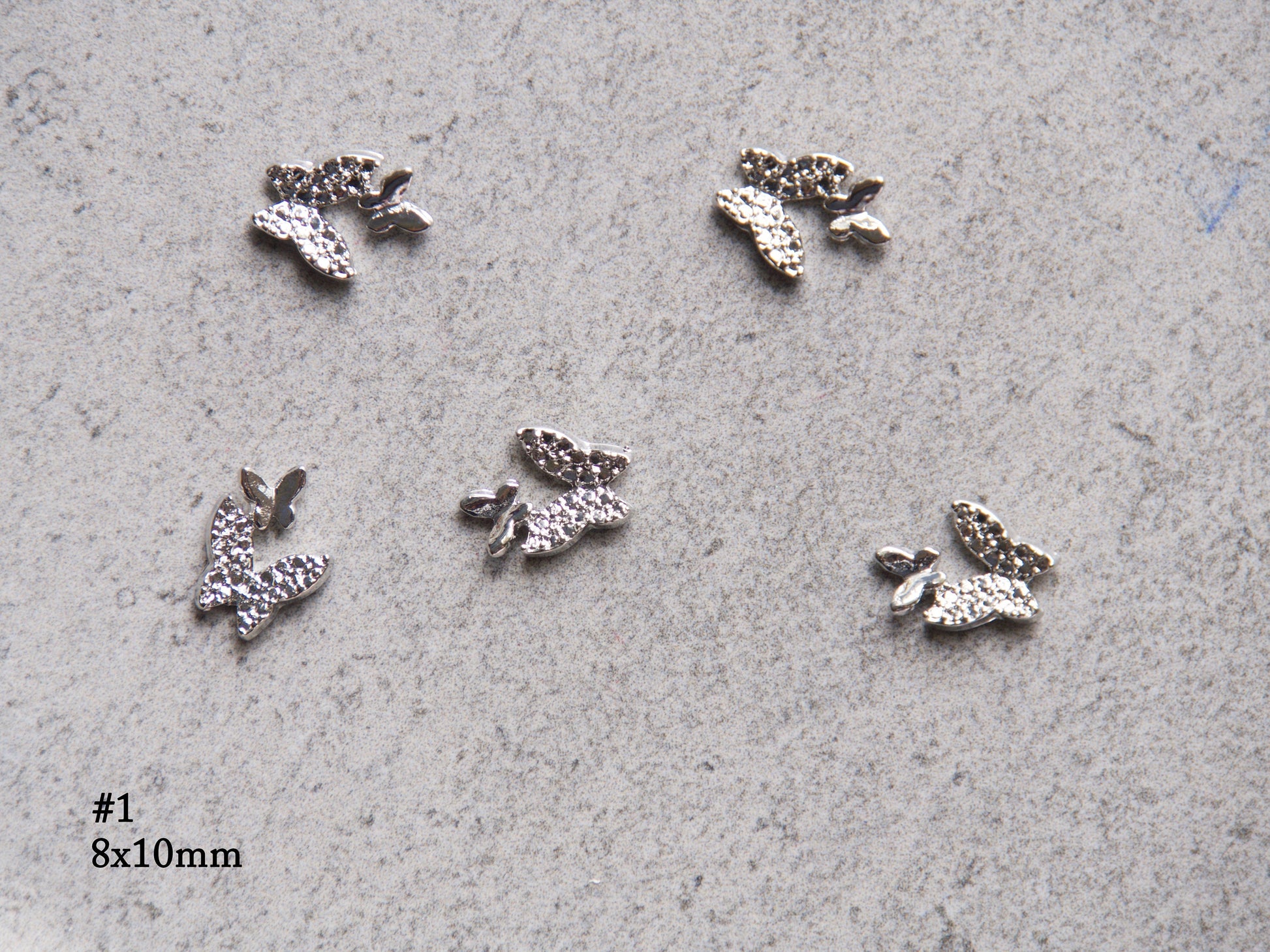 5 pcs 3D Butterfly nail decoration/ silver gold butterfly Nail DIY charm for nail gel mail polish design
