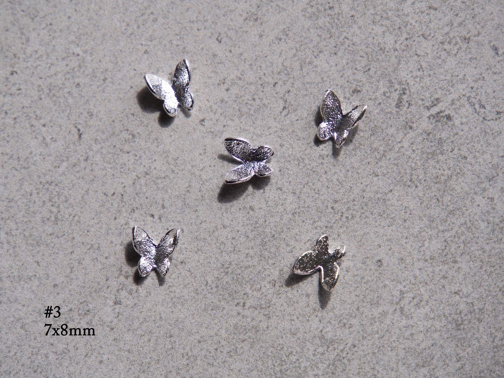 5 pcs 3D Butterfly nail decoration/ silver gold butterfly Nail DIY charm for nail gel mail polish design