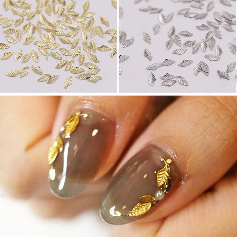20 pcs leaf nail charm/ gold leaves UV resin supply
