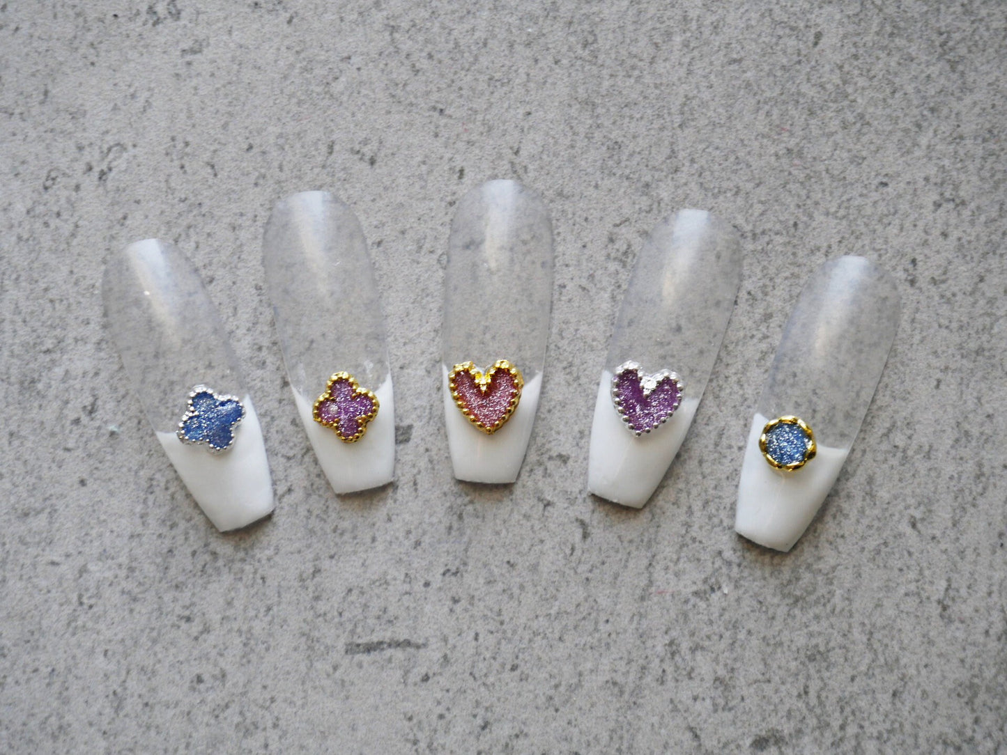 10 pcs Heart Four Leaf Clover Hollow out Metallic Rivet 3D Nail Studs Metal Decoration/Gold silver nail decal studs Nail Supply