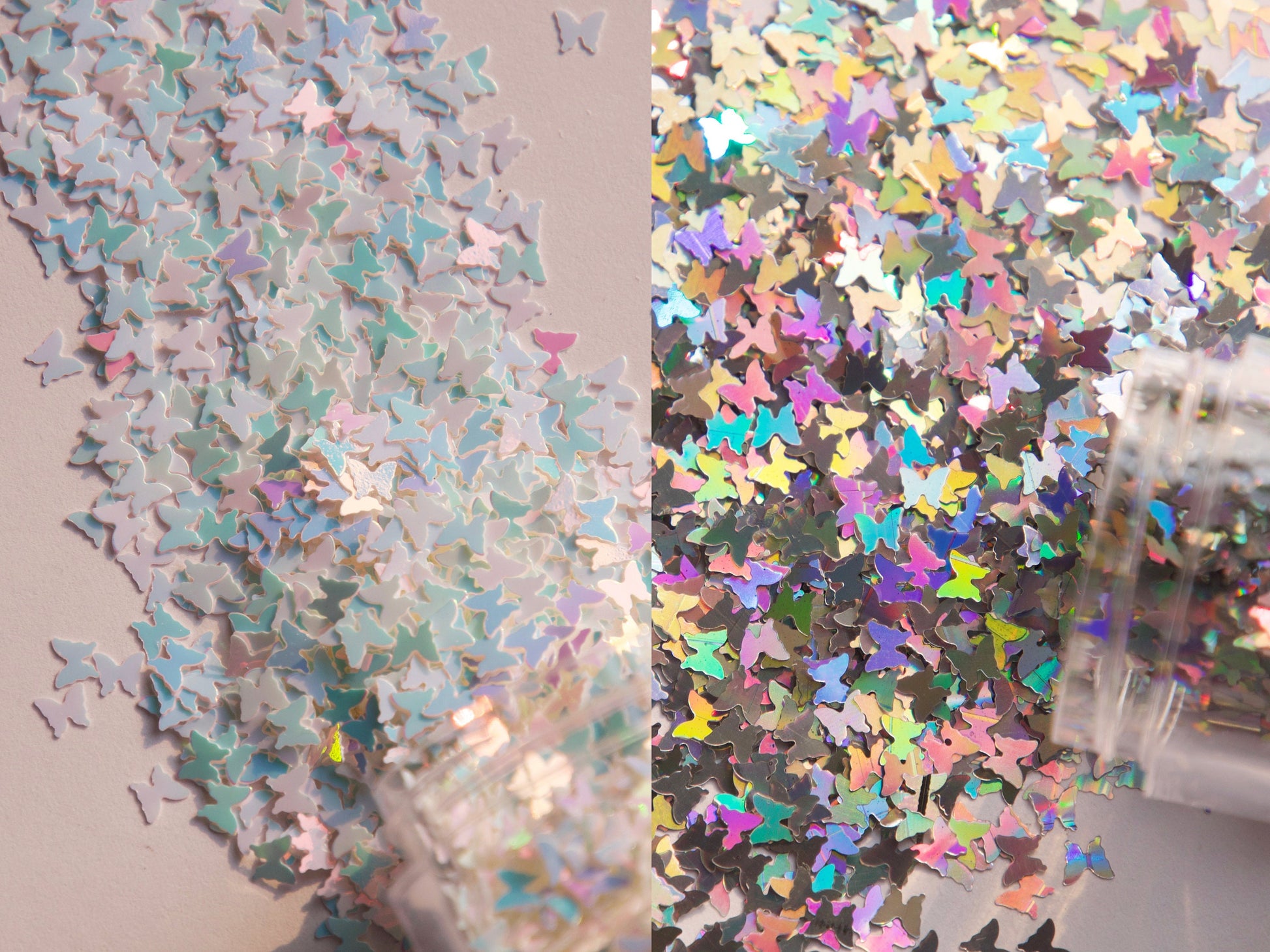 4 jars Halo Butterfly Glitter/ Nail Flakes DIY Laser Sequins/Fairy Tale rainbow starry butterflies nail polish UV gel/ resin crafts sequins