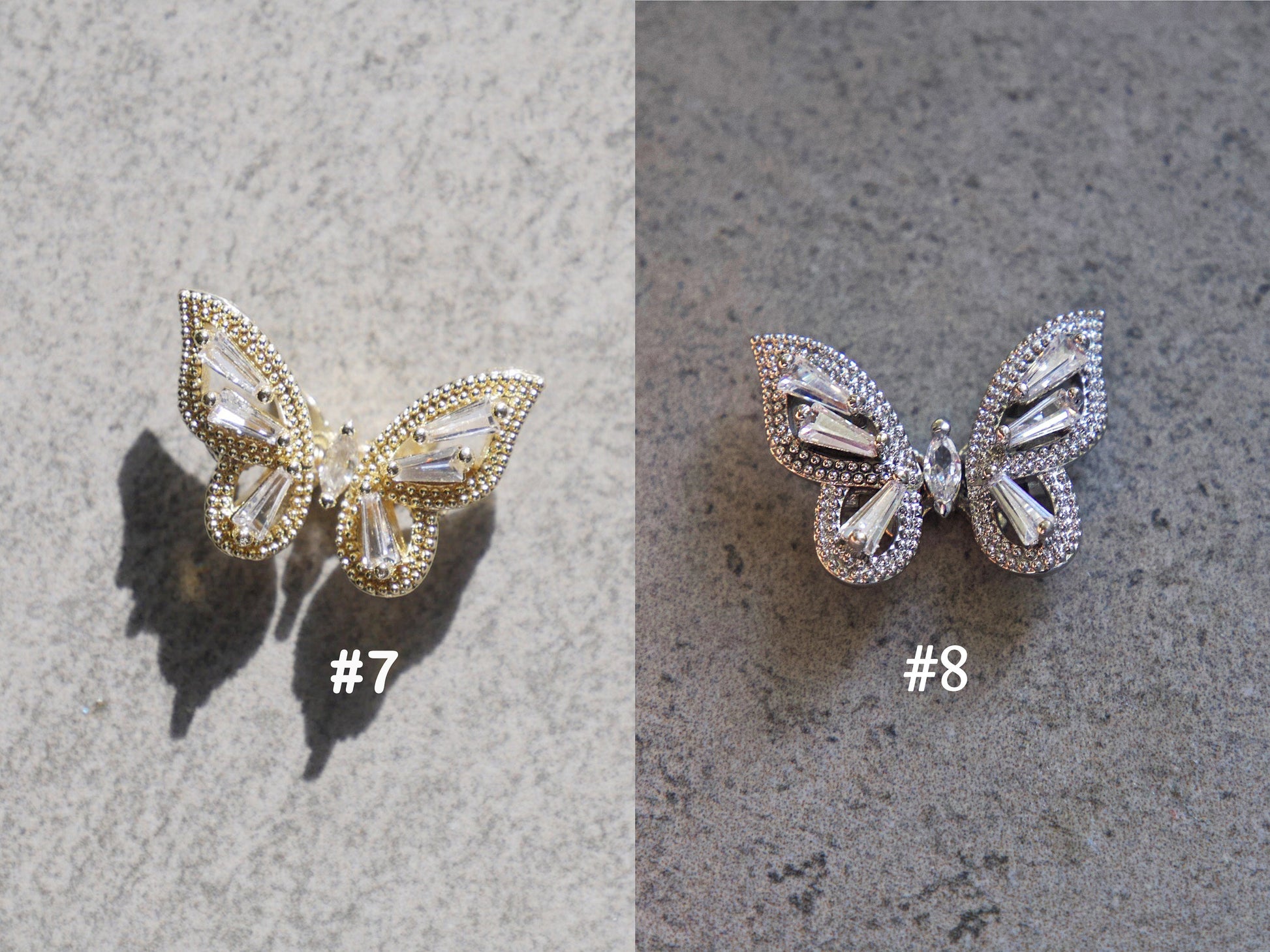 5Pcs 3D Zircon Butterfly Wings Nail Art Charms Fairy Crystal Gem