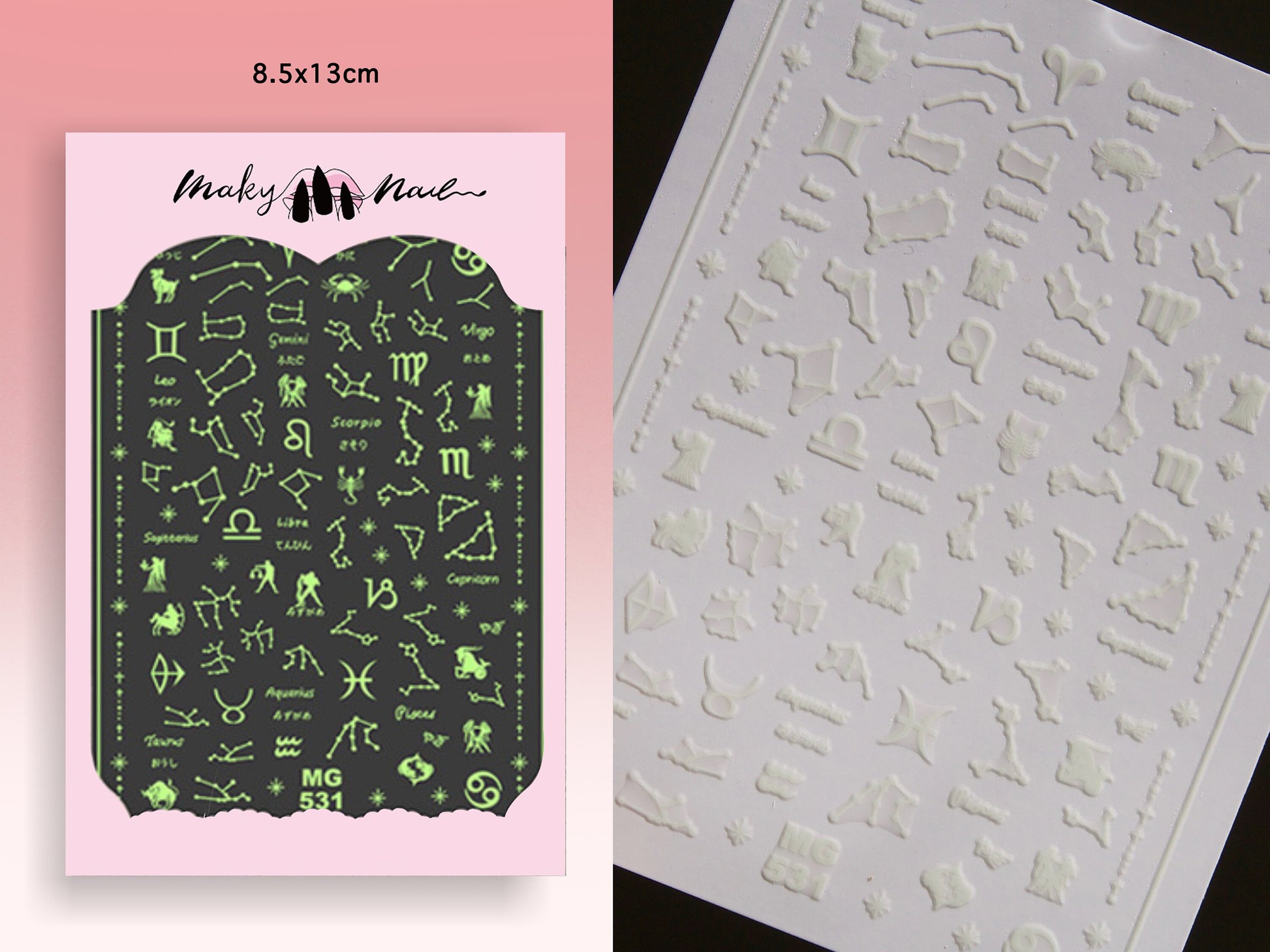 Starry Sky Luminous nail sticker/ Halloween Glow in the dark Night Life 3D Nail Art Self Adhesive Decals/ Peel off star Nails